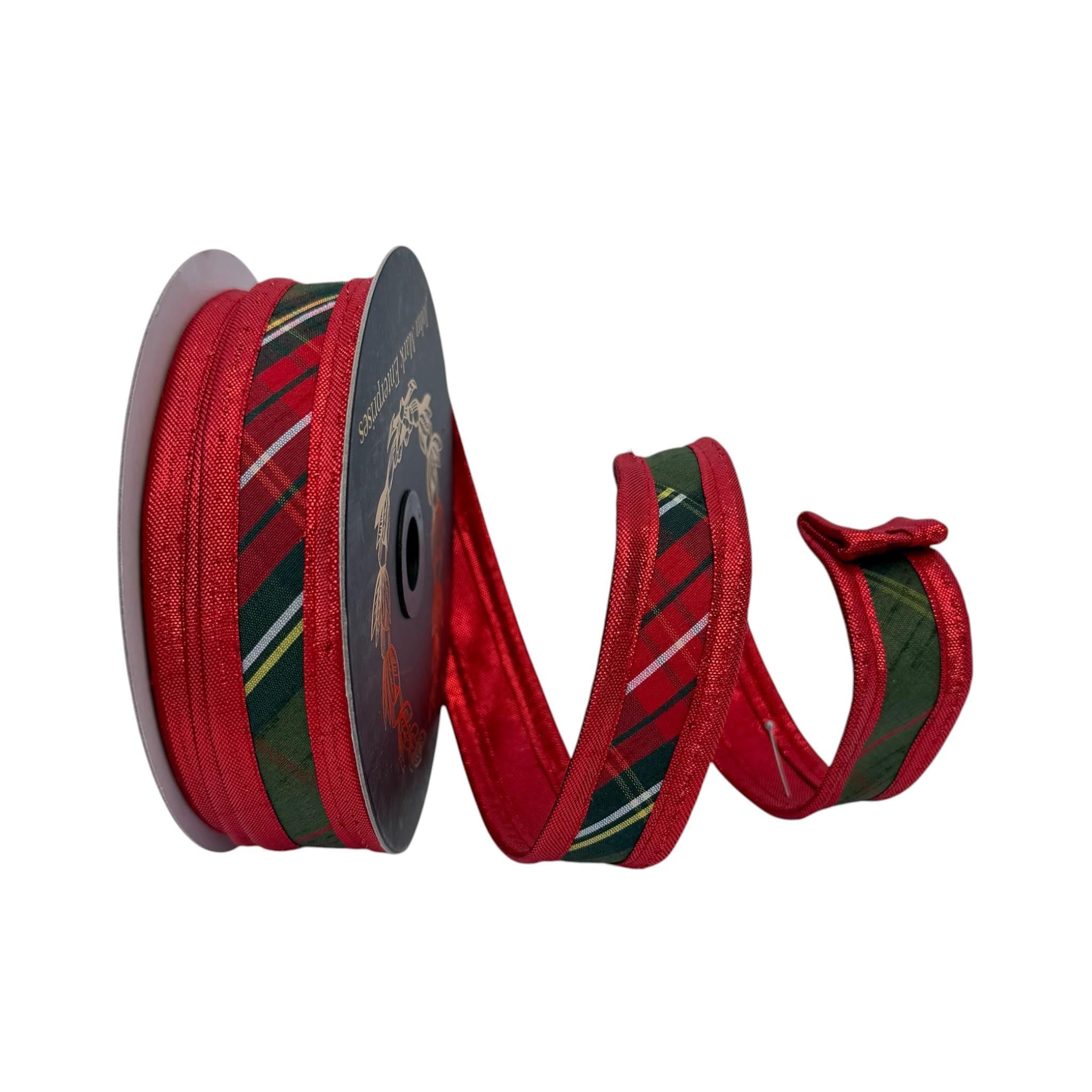 Christmas Ribbon, Wired Ribbon, Tartan Ribbon, Designer Ribbon, Wreath Ribbon, Holiday Ribbon, Luxury Ribbon, John Mark Ribbon