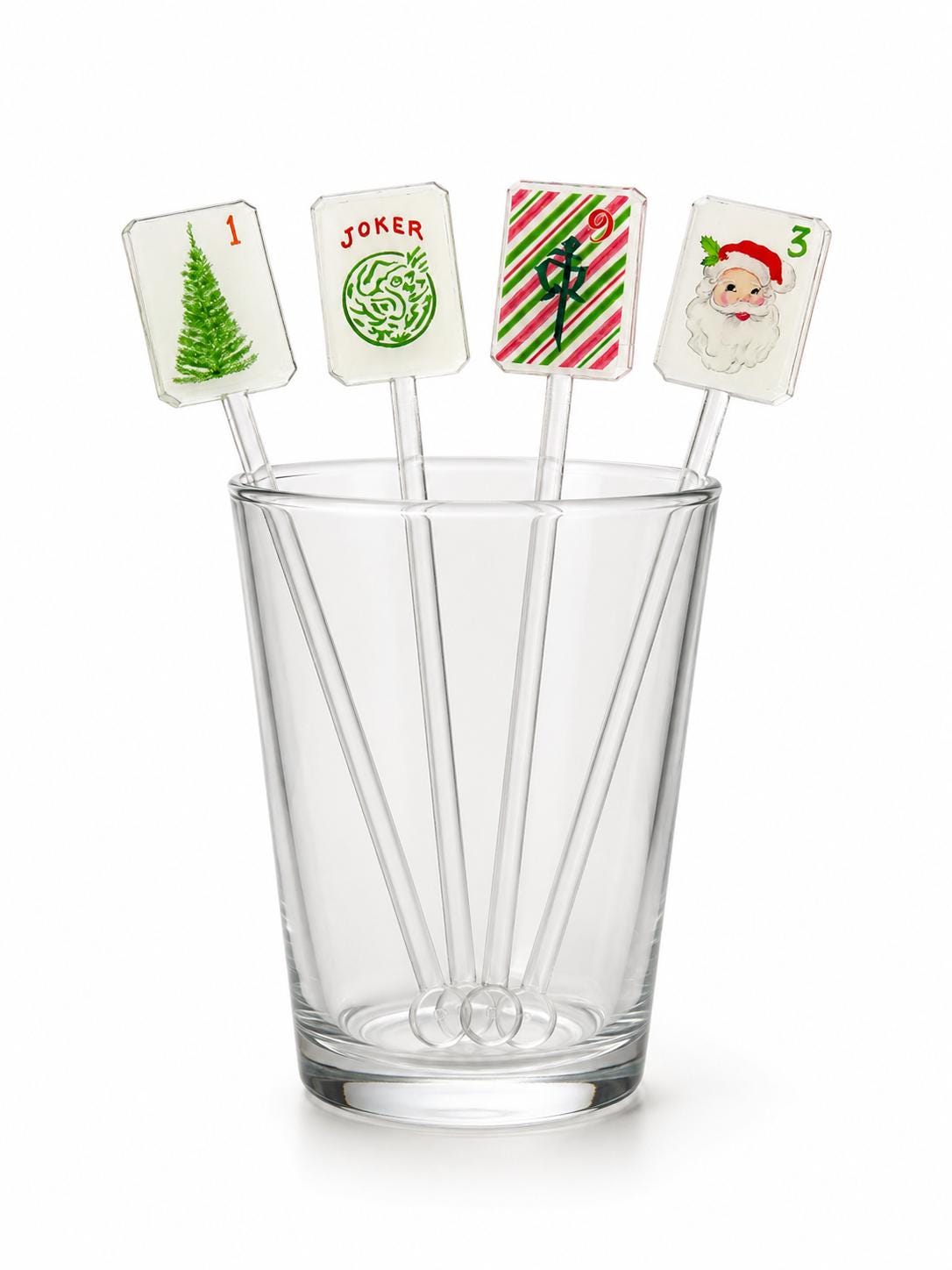 Christmas Mahjong Drink Stirrers Acrylic Cocktail Stirrers Holiday Drink Toppers Mahjong Gift Hostess Gift