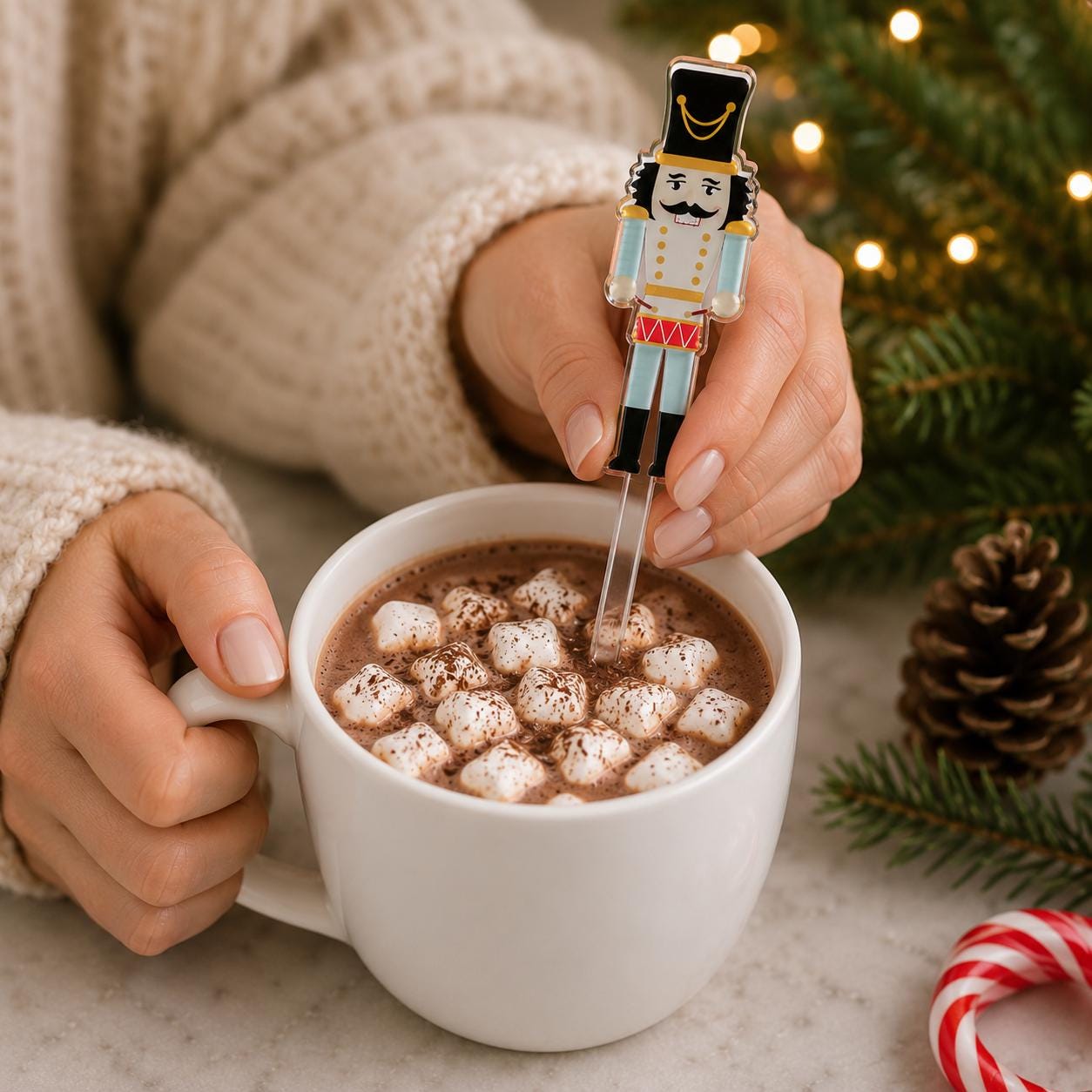Christmas Nutcracker Drink Stirrers Acrylic Cocktail Stirrers Reusable Hot Cocoa Bar Christmas Party Drink Accessories Hostess Gift