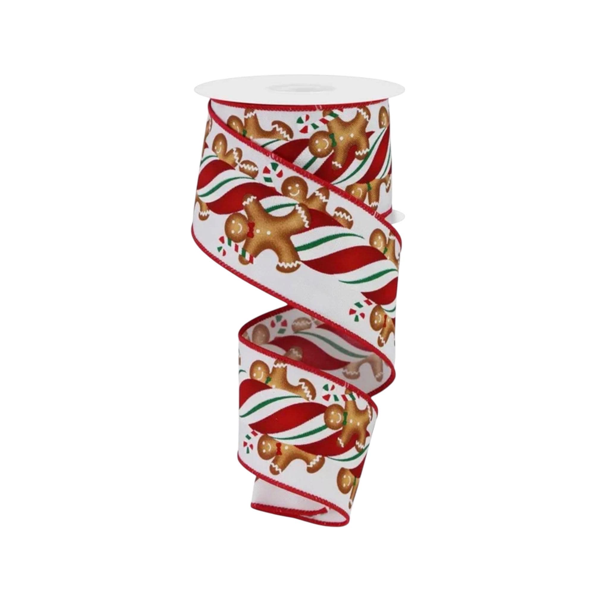 Christmas Ribbon, Gingerbread Candy Cane Wired Ribbon for Wreaths, Bows & Tree Decorating Craft Supply Wreath Making Decorative Ribbon