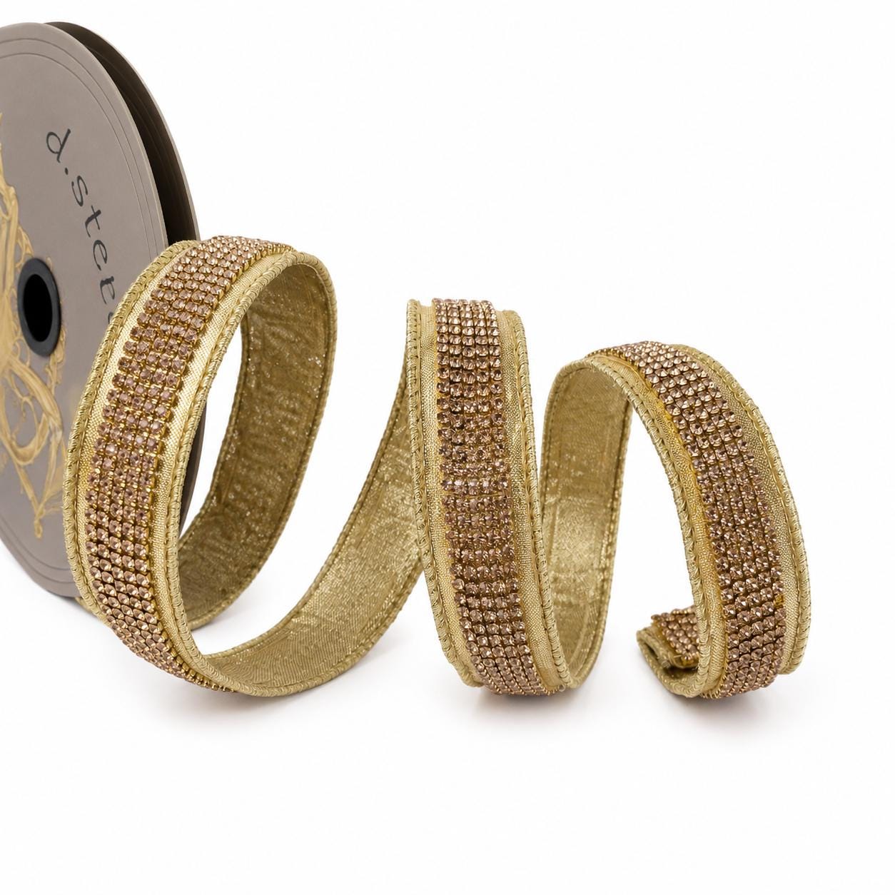 Christmas Ribbon, Wired Ribbon, Gold Copper Metallic Ribbon, Christmas Tree Ribbon, Wreath Ribbon, Luxury Ribbon, D. Stevens