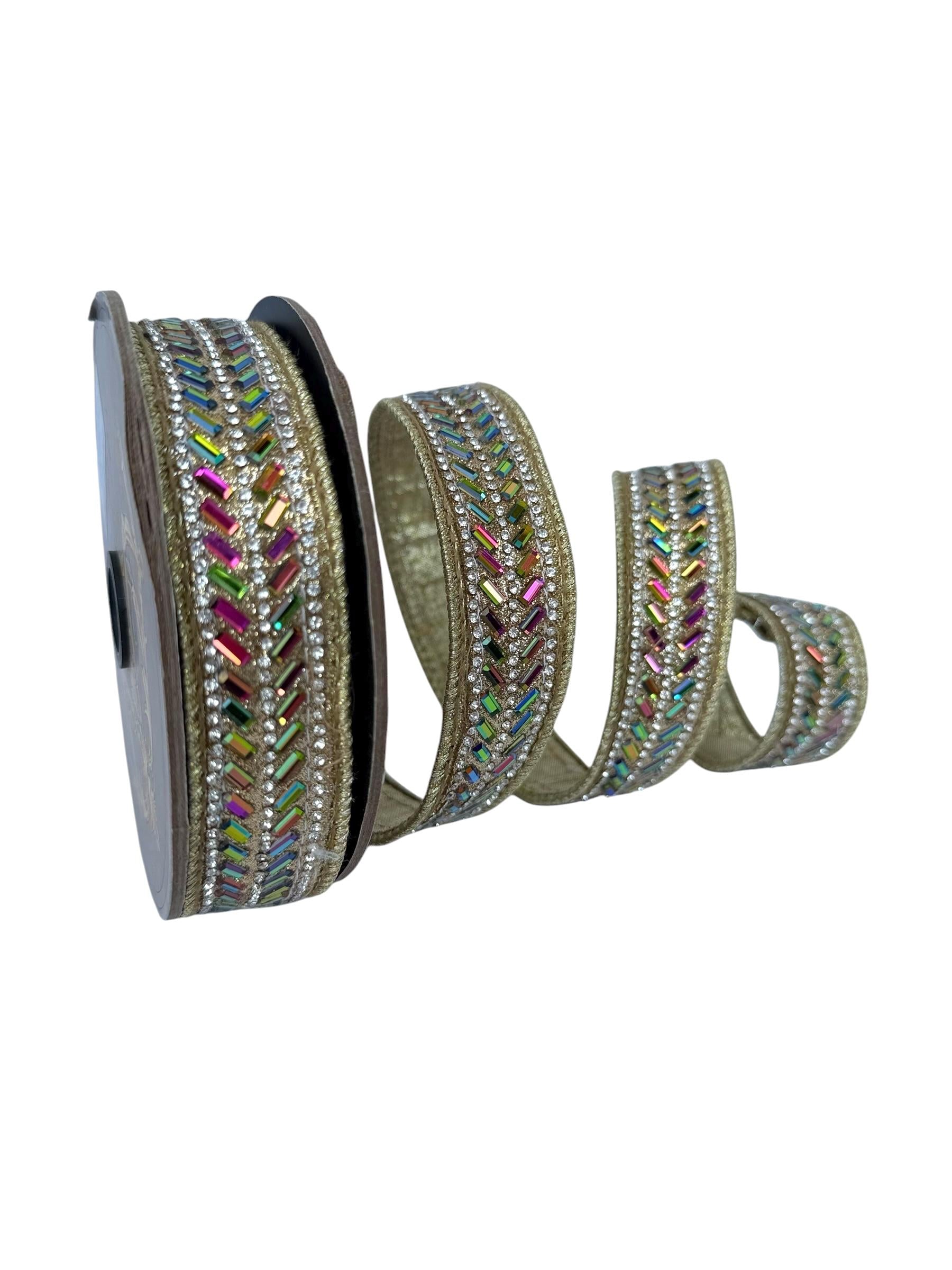 Designer Wired Ribbon, Luxury Ribbon, Wreath Ribbon, Bow Making Ribbon, Pastel Metallic Ribbon, Christmas Ribbon Tree Decor D Stevens Ribbon