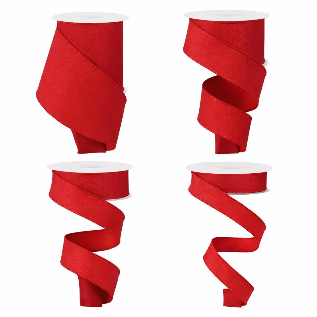 Solid Red Wired Ribbon- Available in 7/8", 1.5", 2.5" x 10yds