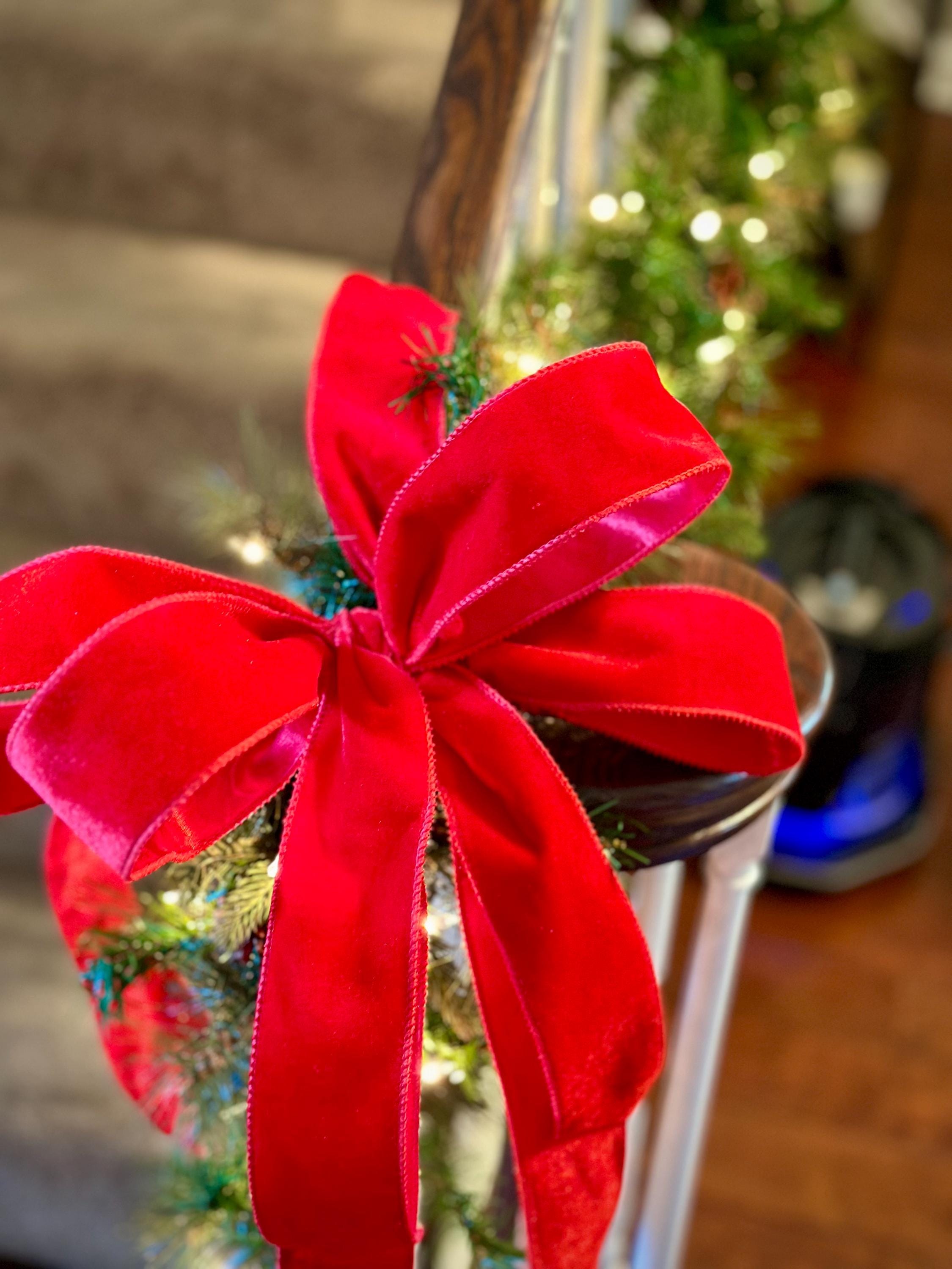 Red Velvet Wired Ribbon, Christmas Ribbon, Christmas Tree Ribbon, Wired Ribbon for Wreaths, Gift Wrap, Bow Making, Holiday Decor