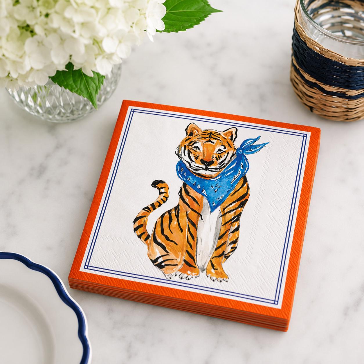 Tiger Cocktail Napkins Game Day Napkins Football Party Napkins Tailgate Party Decor Hostess Gift Thank You Gift Set of 20