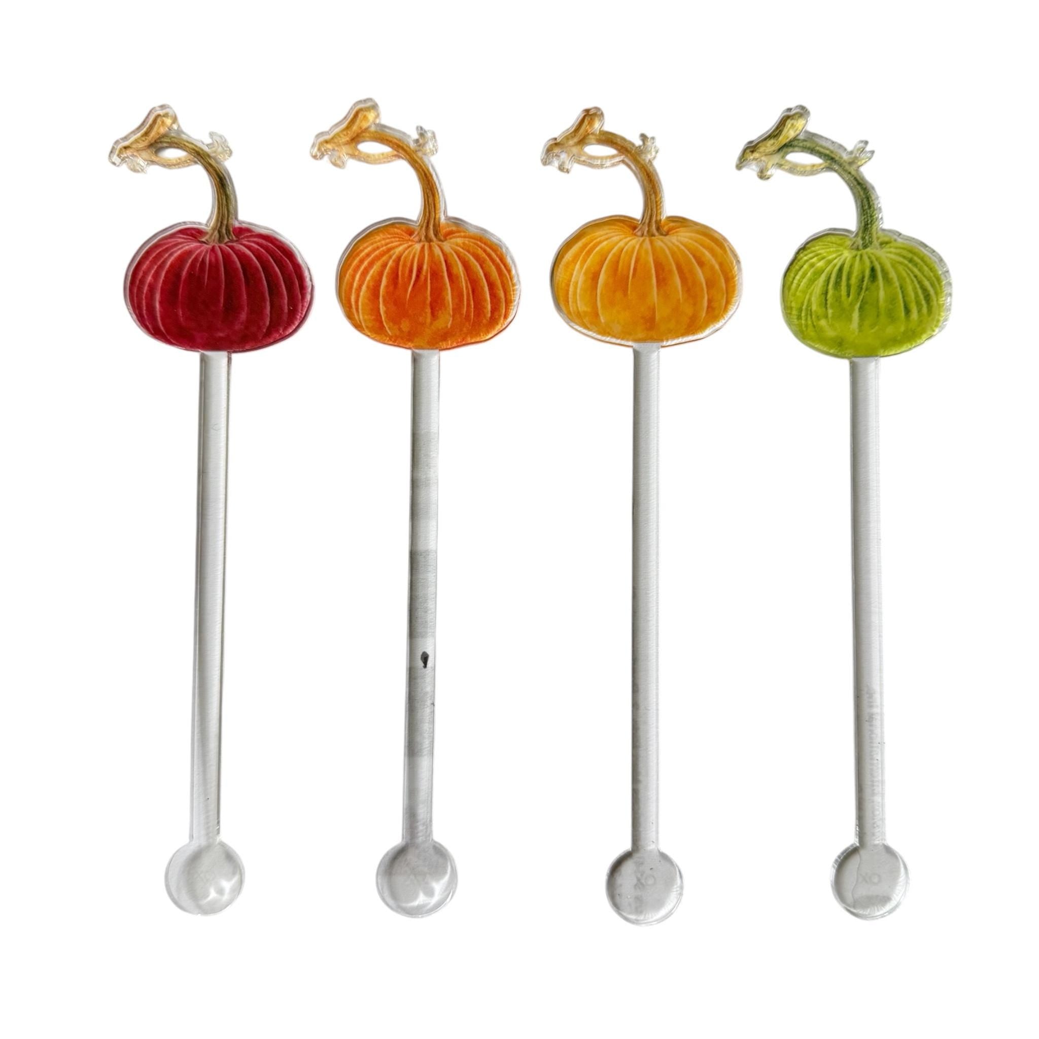 Pumpkin Acrylic Stir Sticks Fall Cocktail Stirrers Thanksgiving Bar Accessories Gourds Halloween Entertaining Hostess Gift Thank you Gift