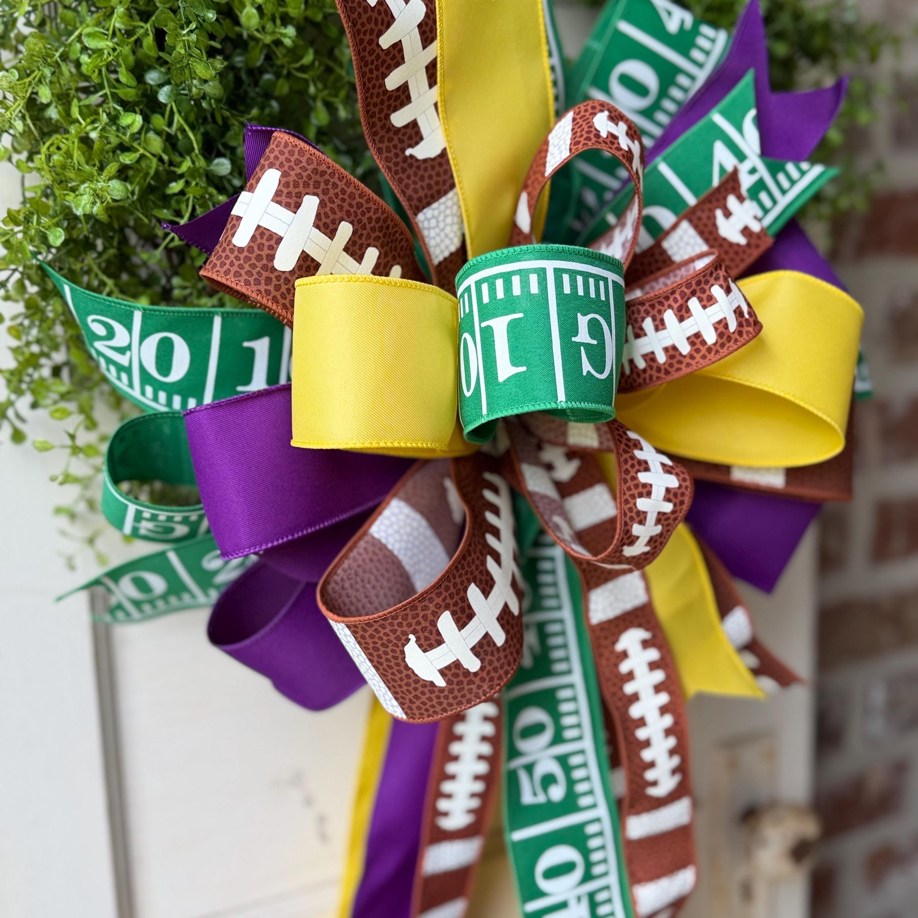 Game Day Wreath Bow Football Bow Front Door Bow Custom Team Colors Wreath Attachment Fall Wreath Bow