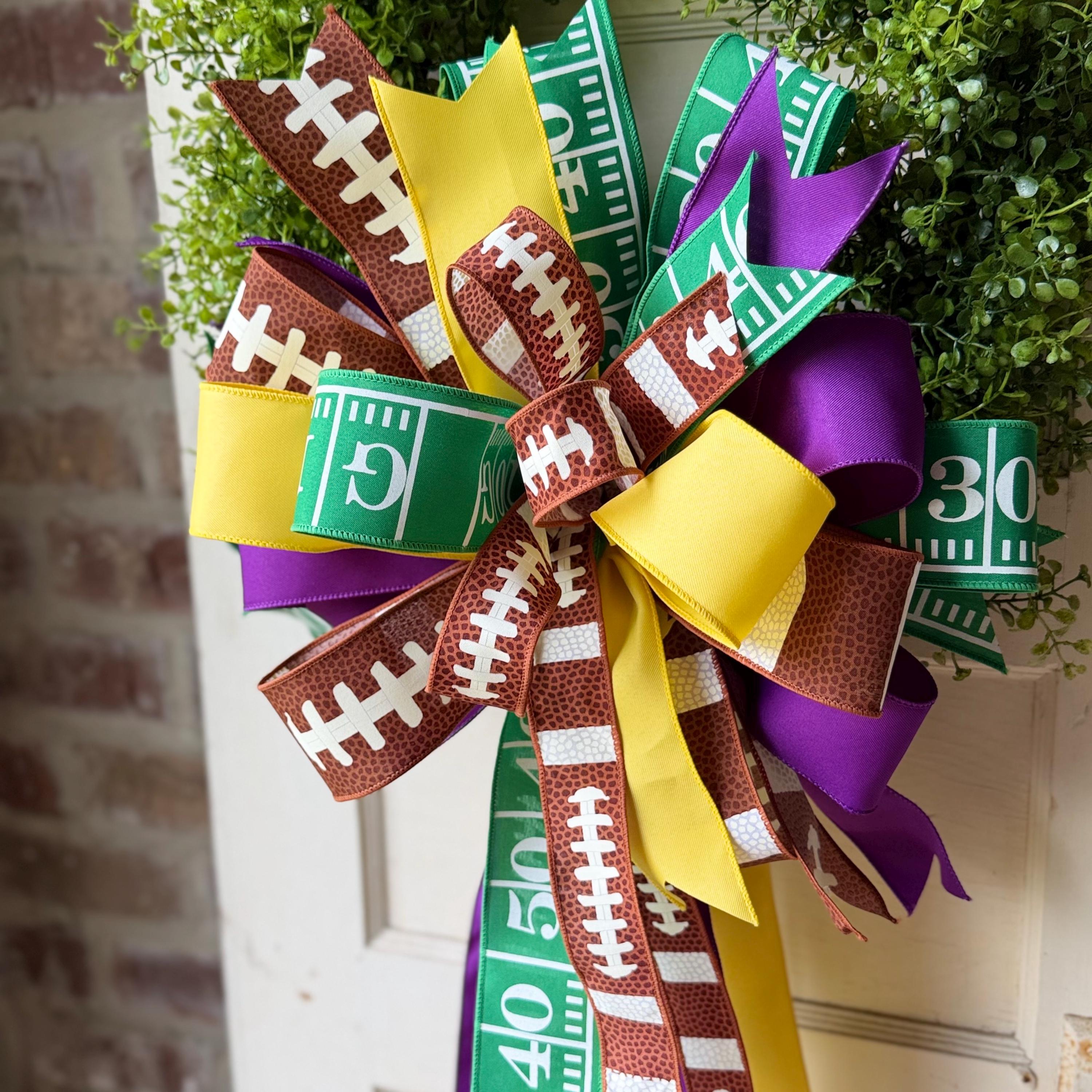 Game Day Wreath Bow Football Bow Front Door Bow Custom Team Colors Wreath Attachment Fall Wreath Bow