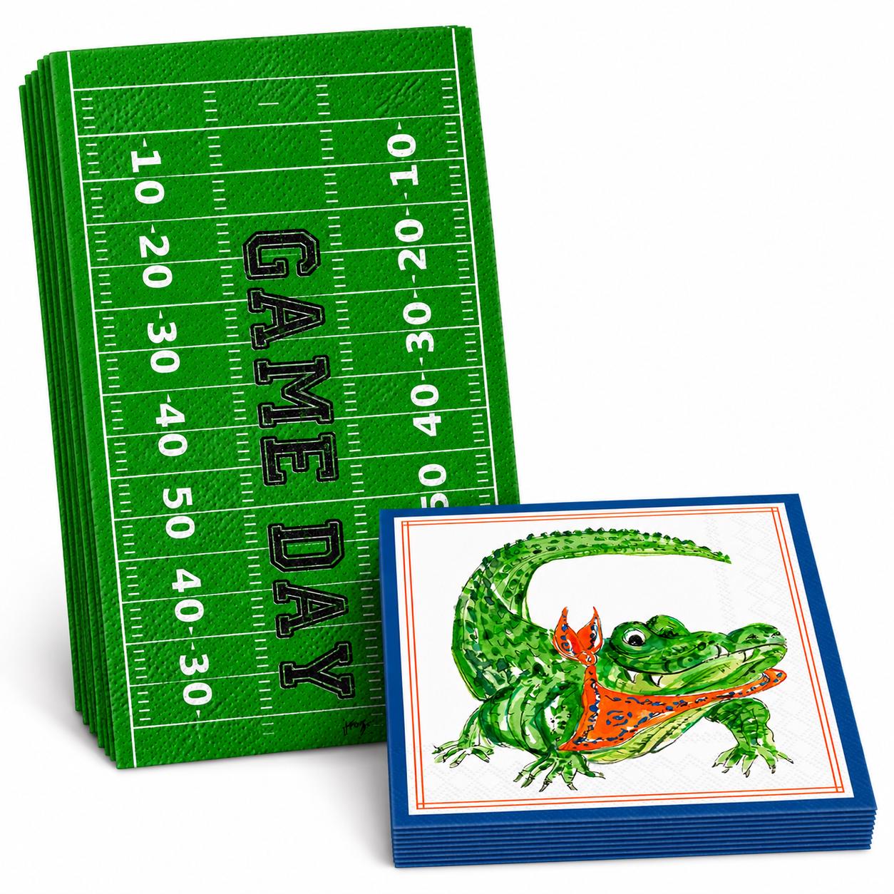 Alligator Cocktail Napkins Orange and Blue Game Day Napkins Tailgate Party Decor School Spirit Football Party