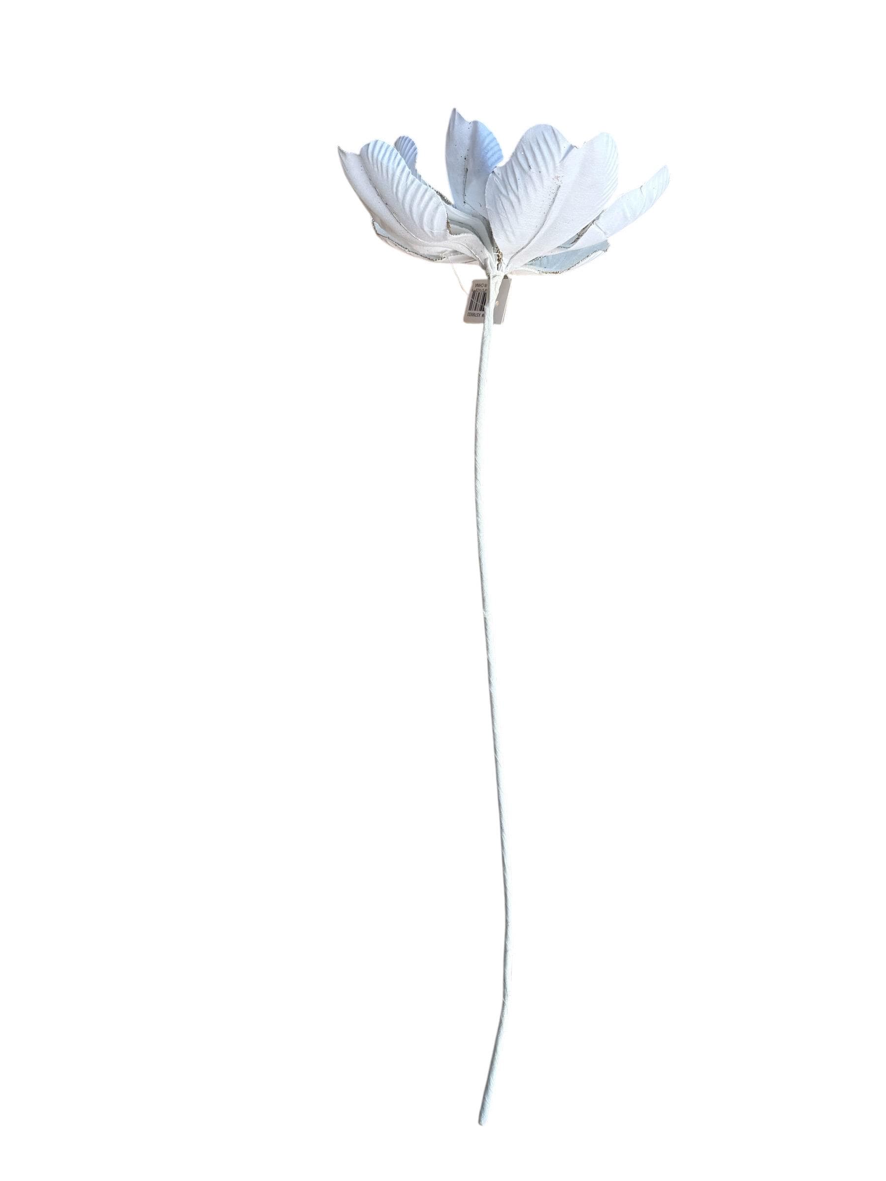 Christmas Tree Decor Cream Magnolia Flower with Gold Glitter Beads & Jeweled Accents