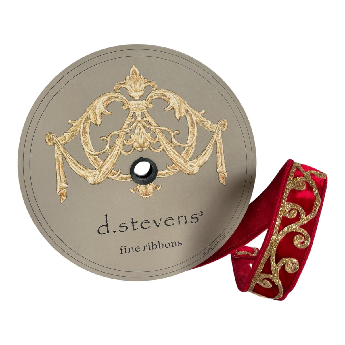 Christmas Wired Ribbon Red Gold Scroll Wreath Ribbon Holiday Decor | D. Stevens