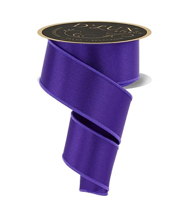 Purple Wired Ribbon | Solid Designer Ribbon for Wreaths Bows & Decor