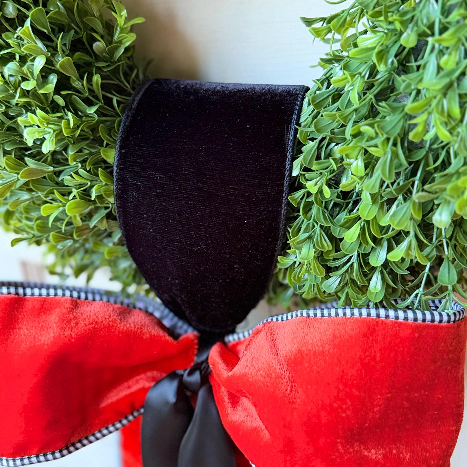 Orange Velvet Wreath Sash Black White Gingham Wreath Bow Front Door Decor Game Day School Color Decor