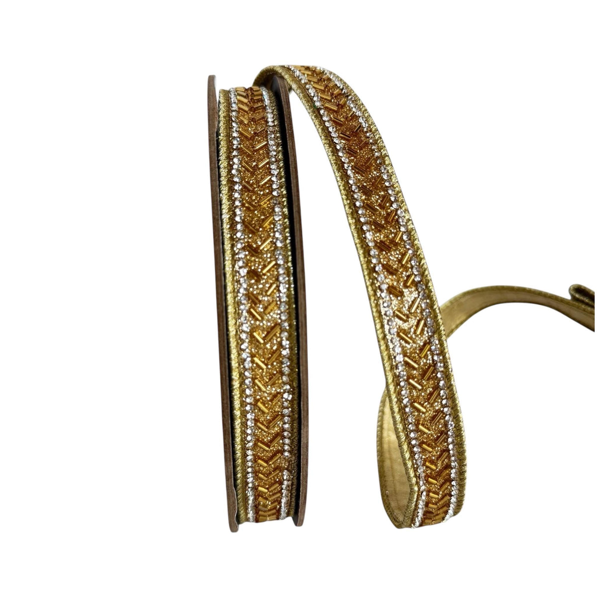 Gold Jeweled Ribbon Trim D Stevens Ribbon Rhinestone Ribbon Designer Ribbon Decorative Ribbon Crystal Edge Ribbon Wedding Decor Craft Supply