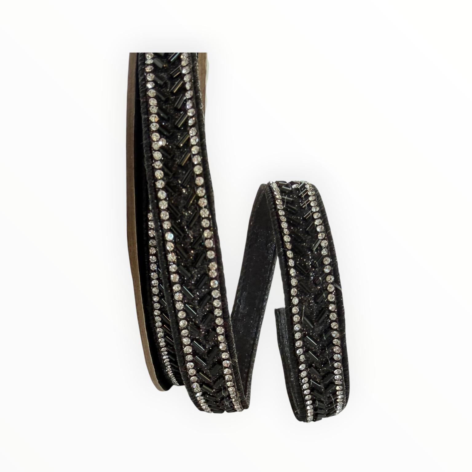 Luxury Black and Silver Jeweled Christmas Ribbon Rhinestone Wired Ribbon for Wreaths Bows and Christmas Tree Decor