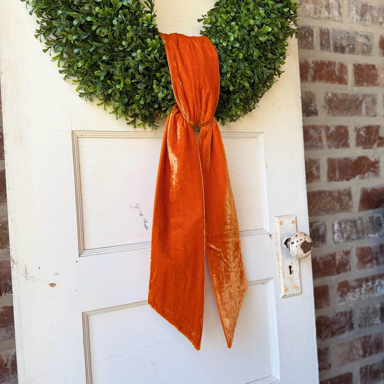 Orange Velvet Wreath Sash Fall Wreath Supply Autumn Door Decor Wreath Making Ribbon Accent