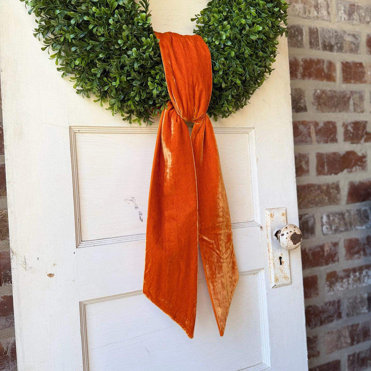 Orange Velvet Wreath Sash – Fall Wreath Accent