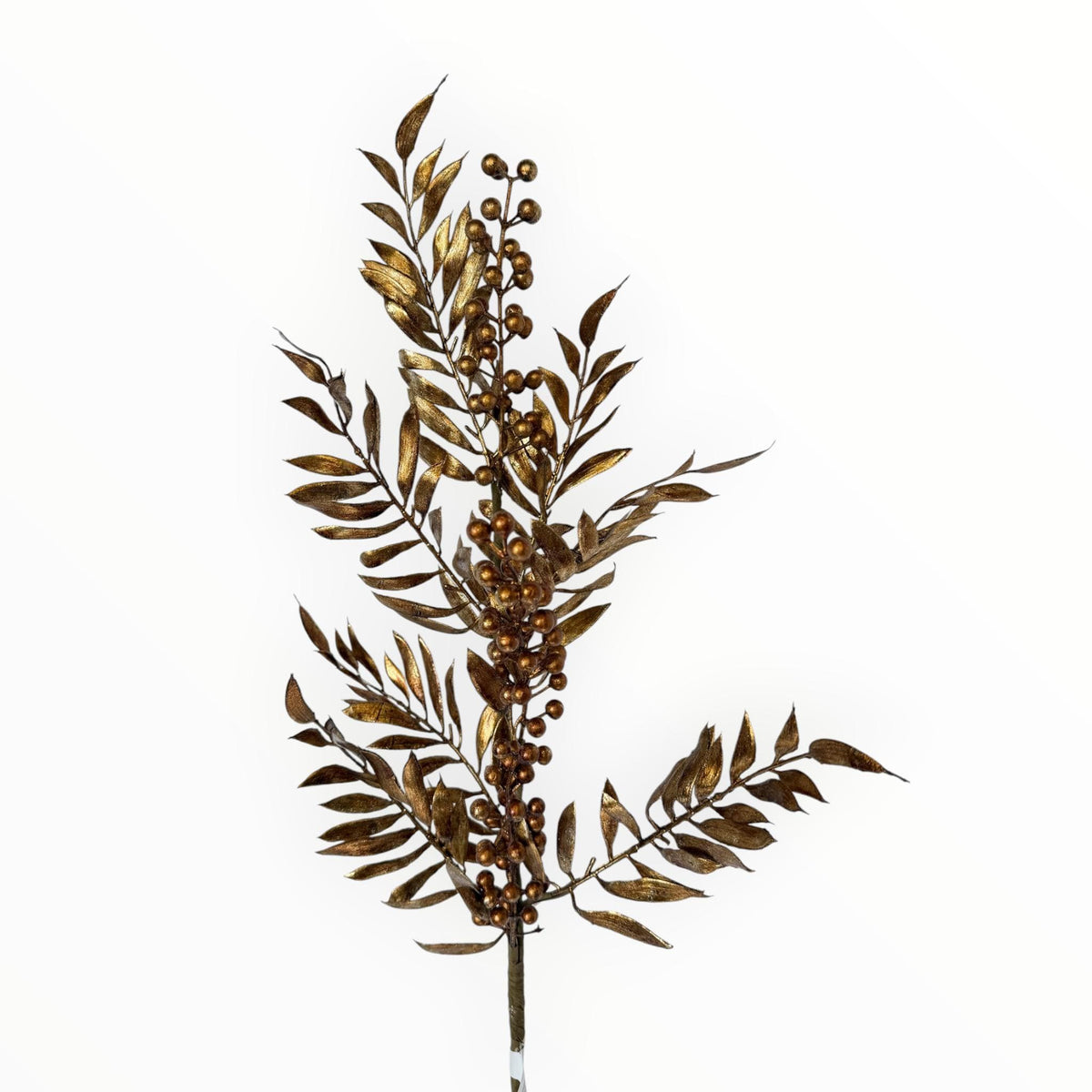 Gold Pepper Berry Stem Metallic Floral Spray Fall Christmas Decor Holiday Stem Mantel Vase Wreath Supply