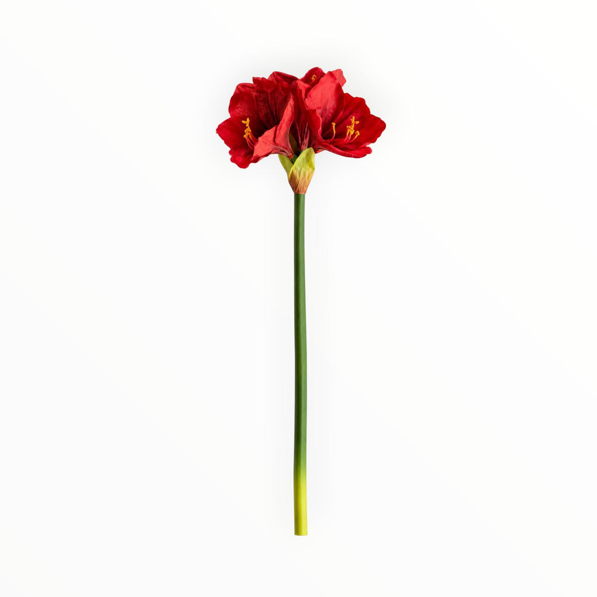 Artificial Amaryllis Stem Real Touch Red Christmas Floral Stem Holiday Arrangement Flower