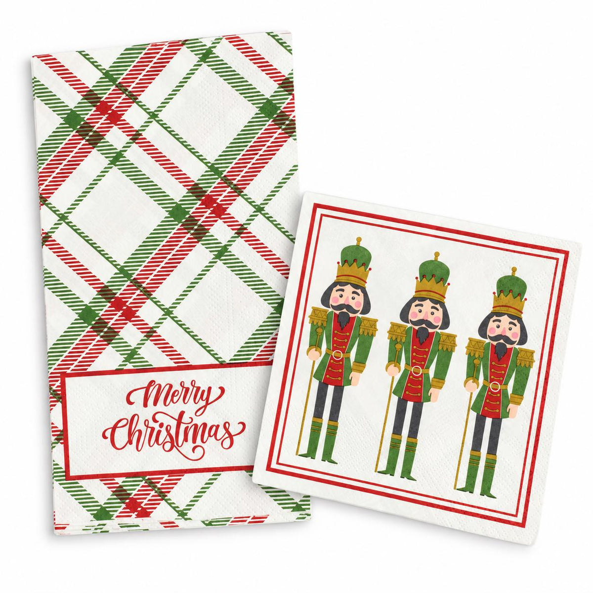 Christmas Plaid Napkins Merry Christmas Luncheon Nutcracker Cocktail Holiday Party Napkins