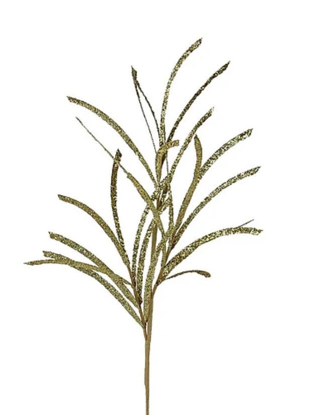 Gold Glitter Grass Spray Christmas Floral Pick Holiday Stem Wreath Supplies Christmas Tree Decor 31 Inch