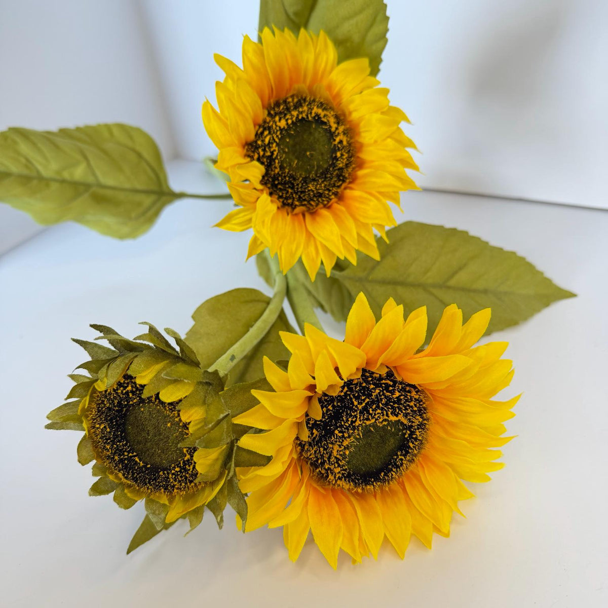 Sunflower Stem Fall Floral Pick Yellow Sunflower Spray 22 Inch Artificial Flower Stem Autumn Wreath Floral Arrangement