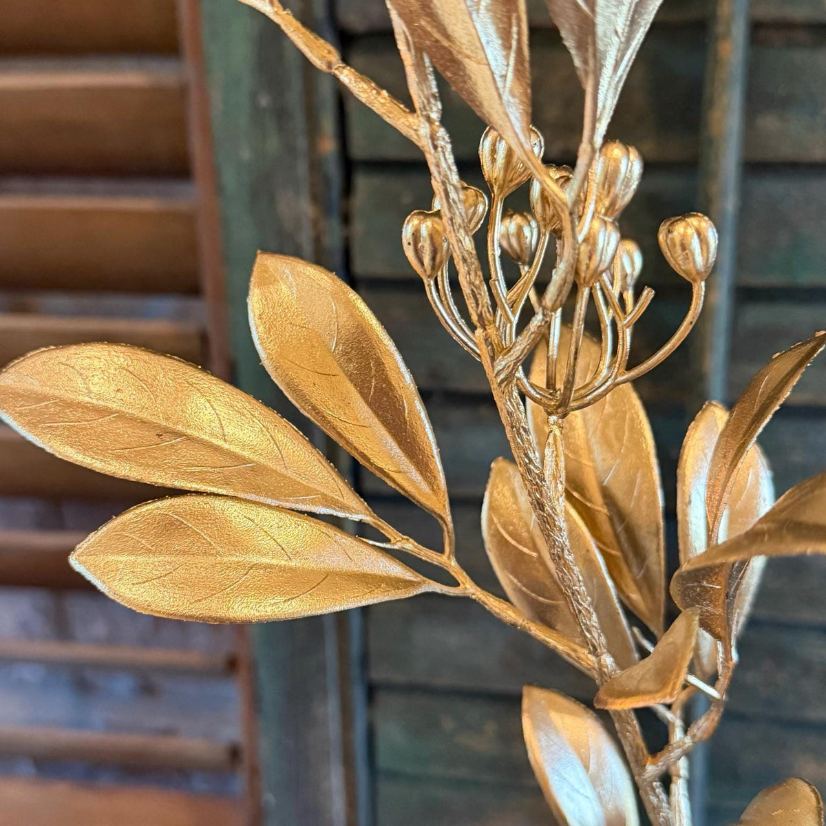Gold Laurel Berry Spray Christmas Floral Stem Holiday Greenery Mantel Wreath Decor Artificial Botanical Spray