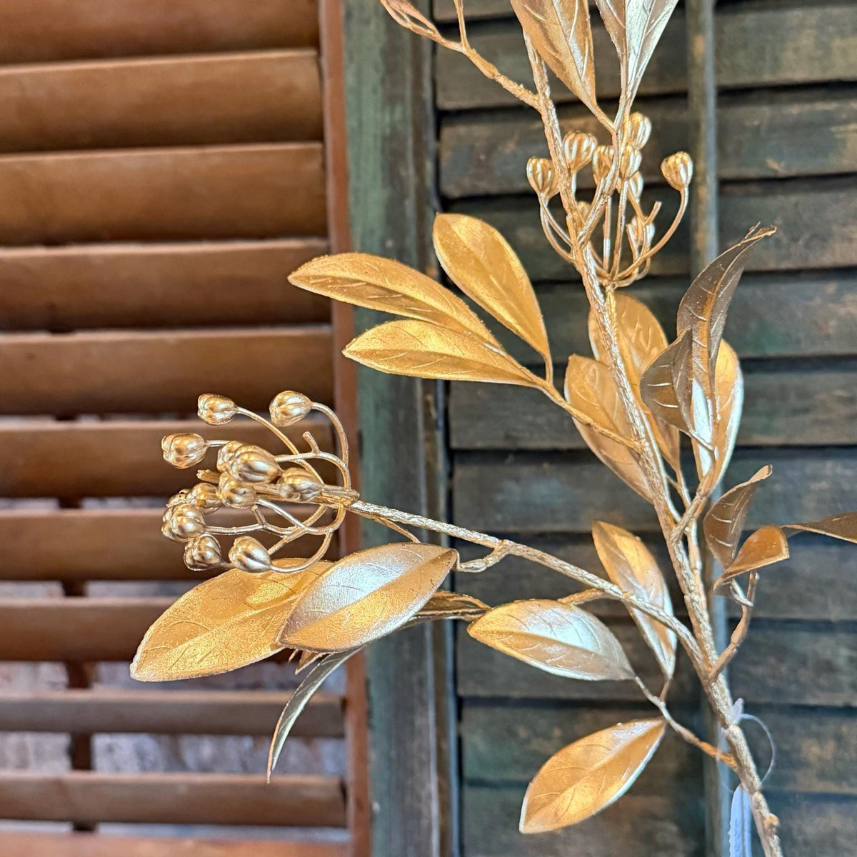Gold Laurel Berry Spray Christmas Floral Stem Holiday Greenery Mantel Wreath Decor Artificial Botanical Spray
