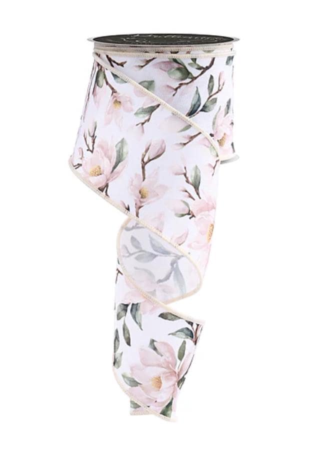 Magnolia Floral Wired Ribbon