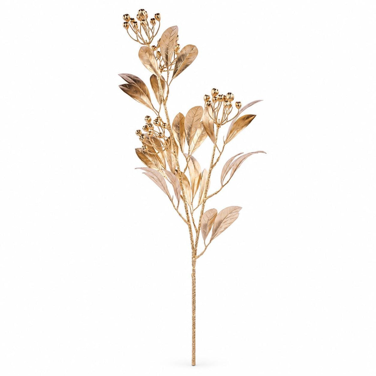 Gold Laurel Berry Spray Christmas Floral Stem Holiday Greenery Mantel Wreath Decor Artificial Botanical Spray