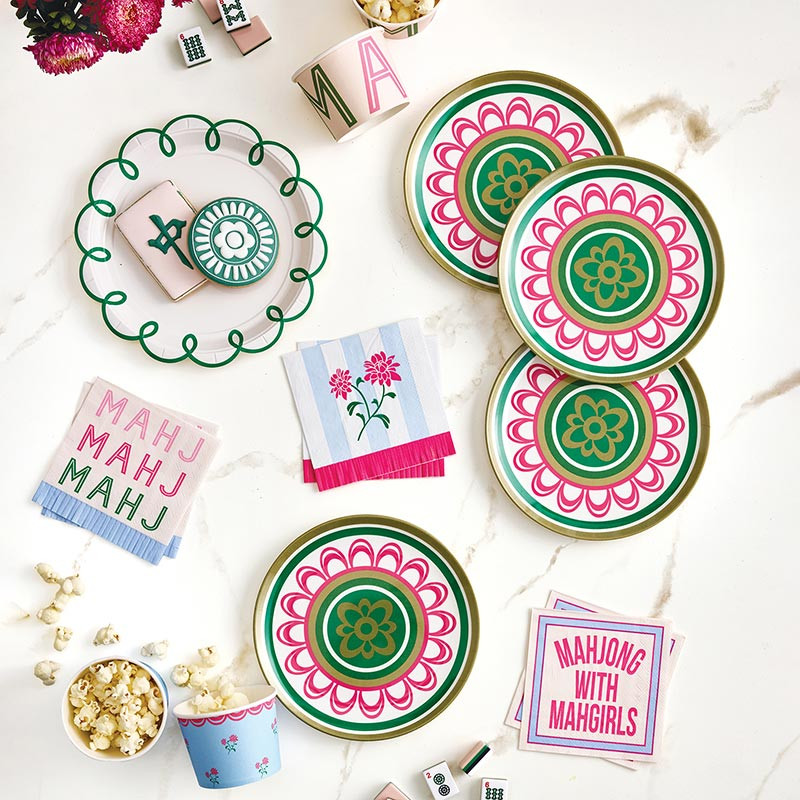 Mahjong Cocktail Napkins Mahj Mahj Mahj 20 Count Pink Green Party Napkins for Entertaining and Game Night