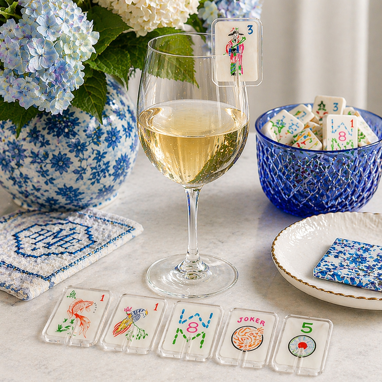 Let's Play Mahjong Acrylic Drink Clip Combo