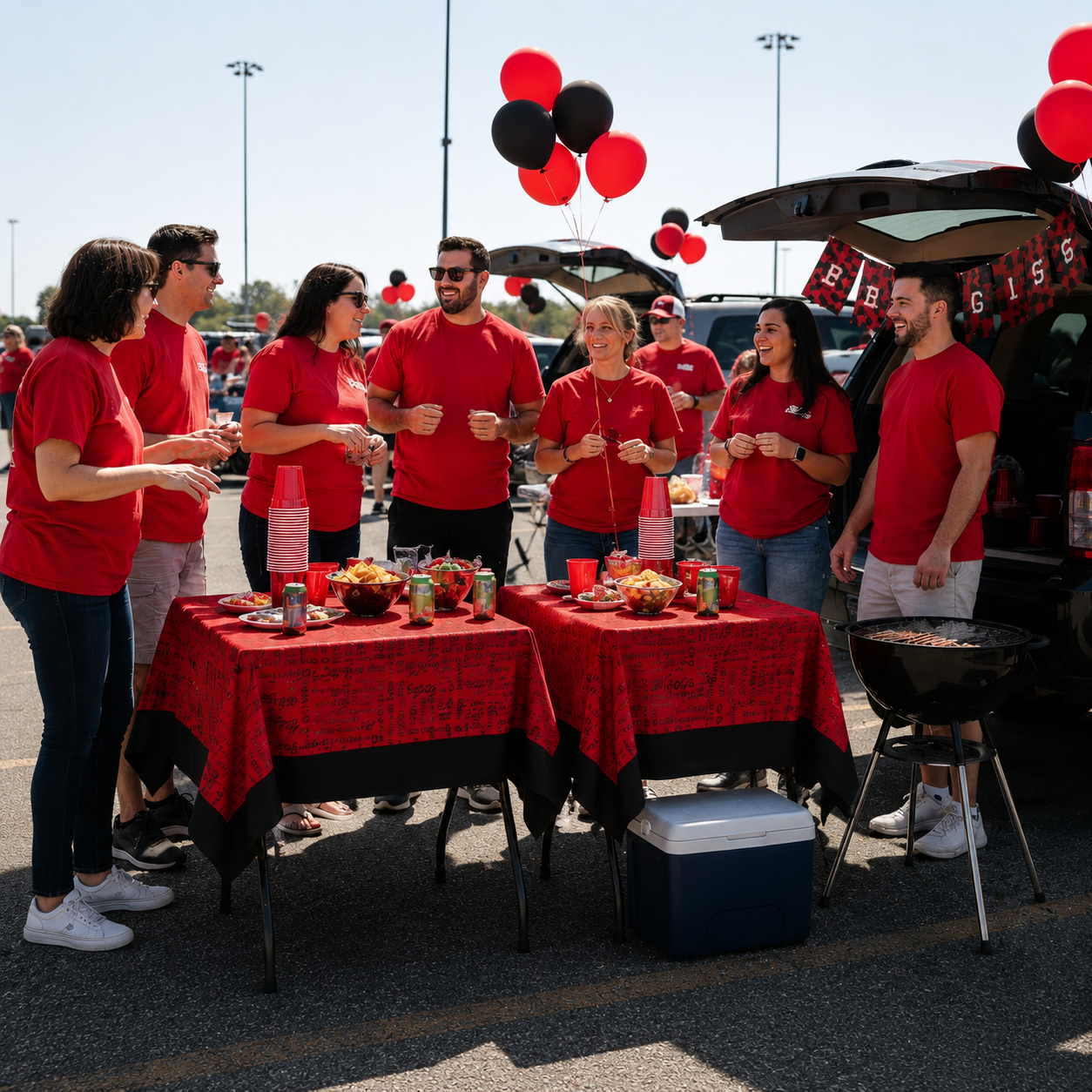 Georgia Red & Black Square Table Topper | Game Day Decor