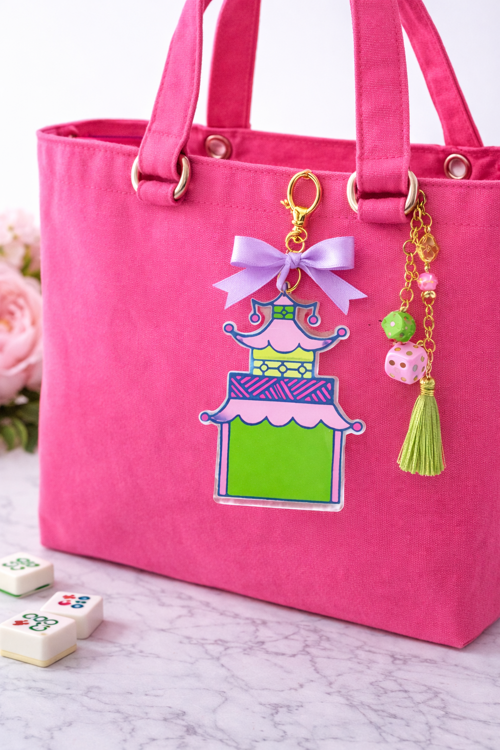Pagoda House Acrylic Ornament, Mahjong gift