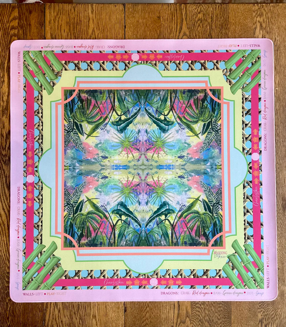 Oasis Mahjong Mat, Vibrant Coastal Design