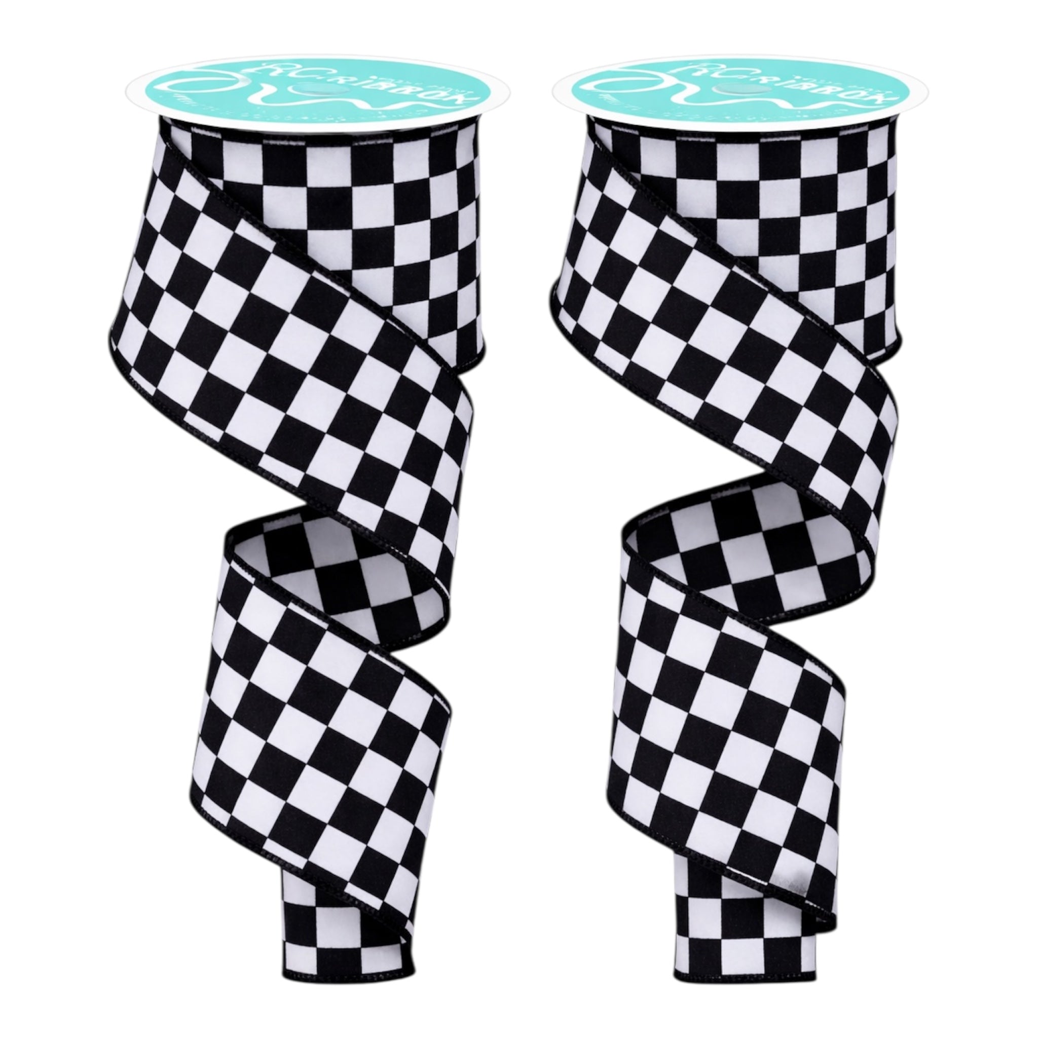 Black White Checkered Ribbon -Available in 2.5", 4" x 10yd - Race Day Game Day Sports