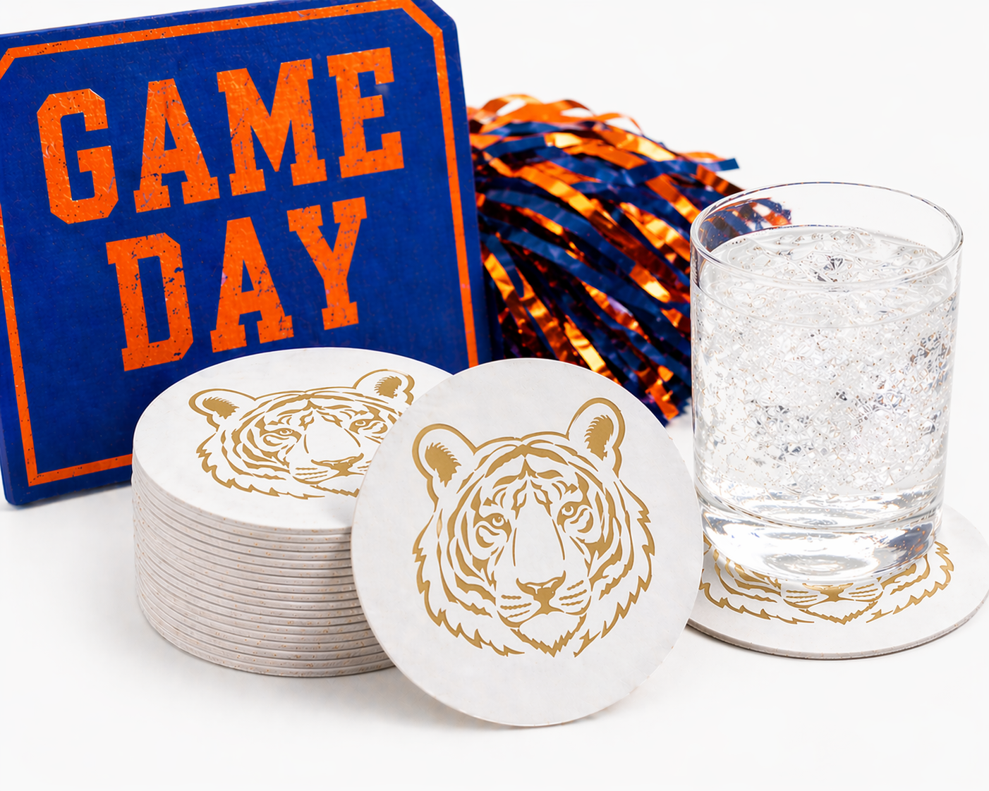 Tiger Reversible Paper Coasters – Set of 20 Double-Sided 4" x 4"