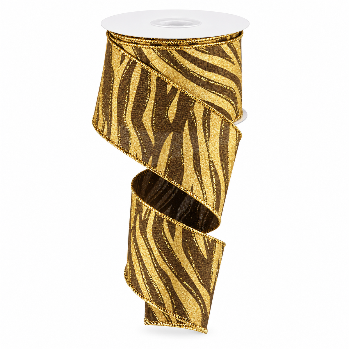 Brown & Gold Tiger Wired Ribbon