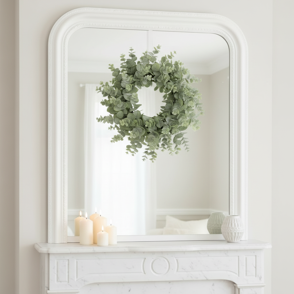 Eucalyptus Wreath Mirror Mantel Square