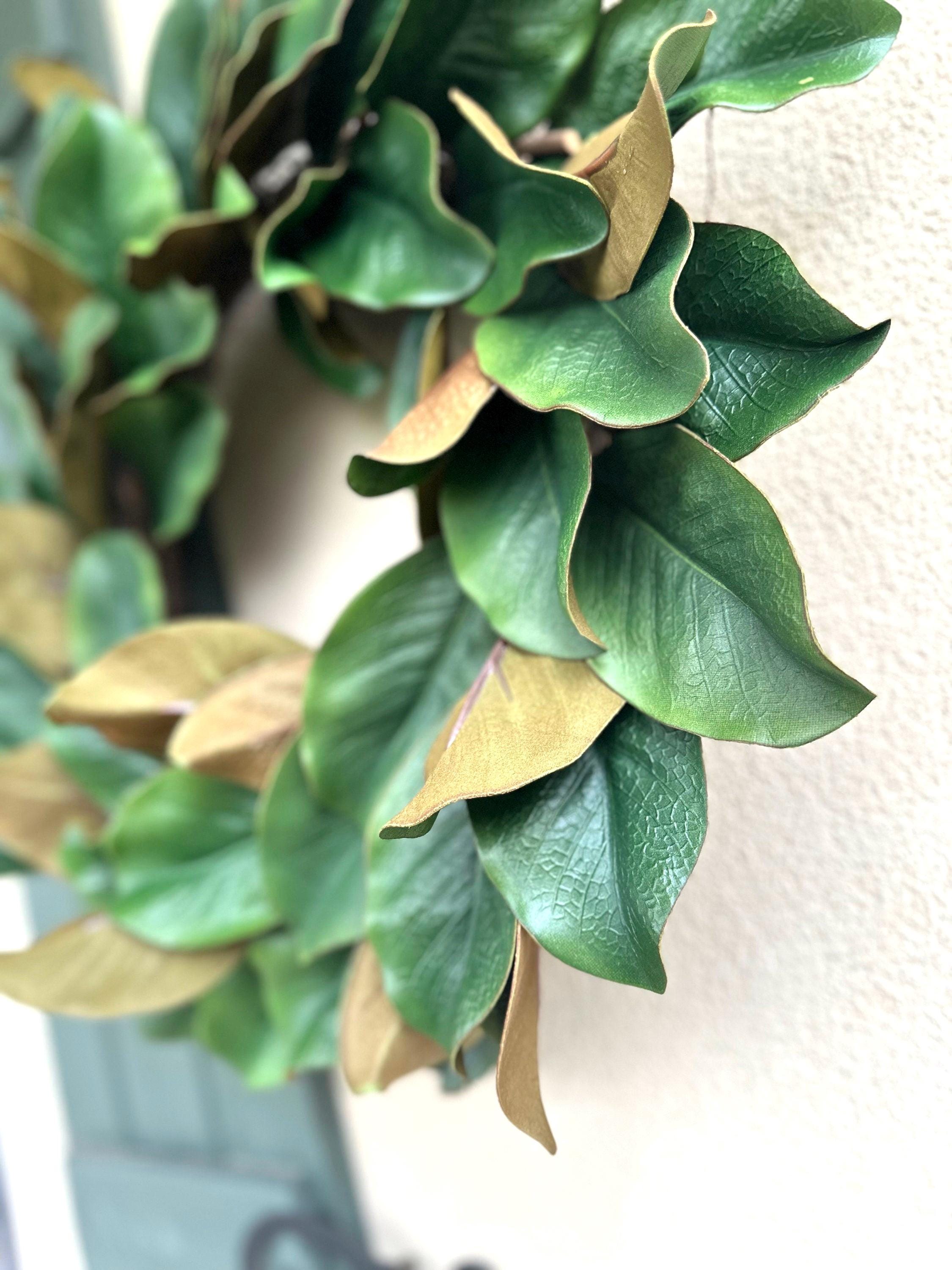 Realistic Magnolia Wreath for Front Door Artificial Magnolia Wreath Year Round All Season Door Wreath Housewarming Gift Summer Fall Wreath
