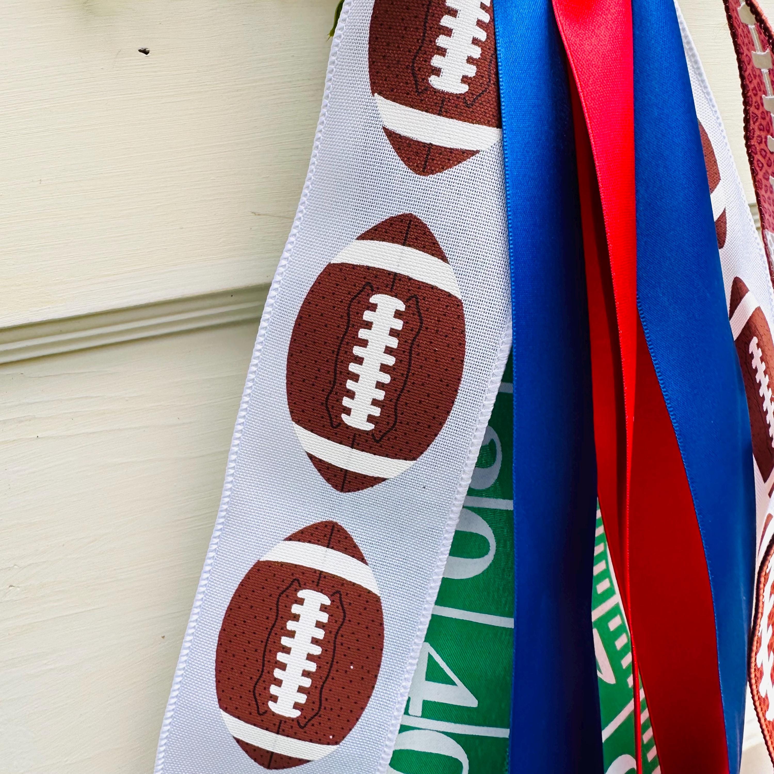 Custom Wreath Sash for Front Door Football Wreath Sash Football Door Hanger Game Day Decor Custom Team Colors Football Ribbon Sash