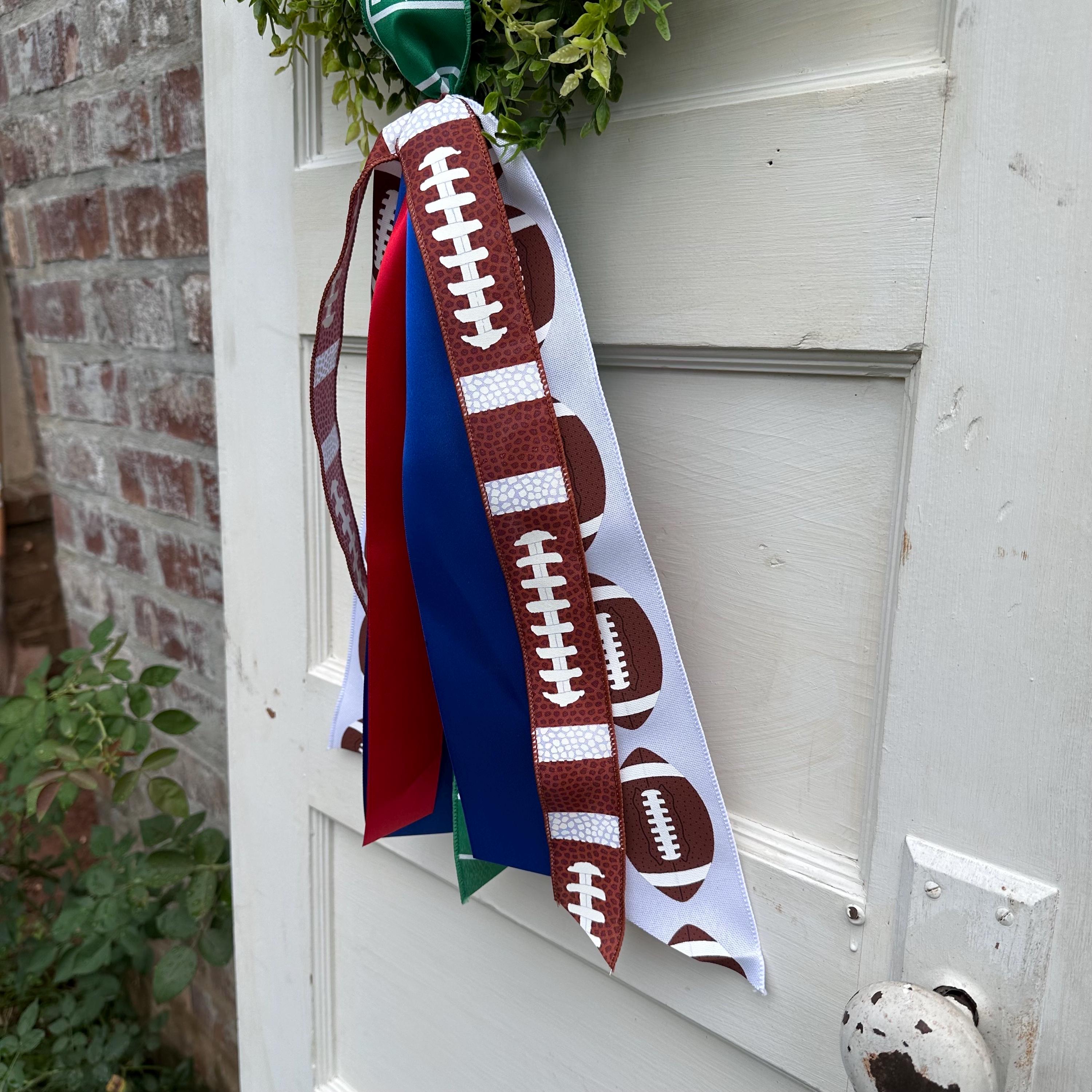 Custom Wreath Sash for Front Door Football Wreath Sash Football Door Hanger Game Day Decor Custom Team Colors Football Ribbon Sash