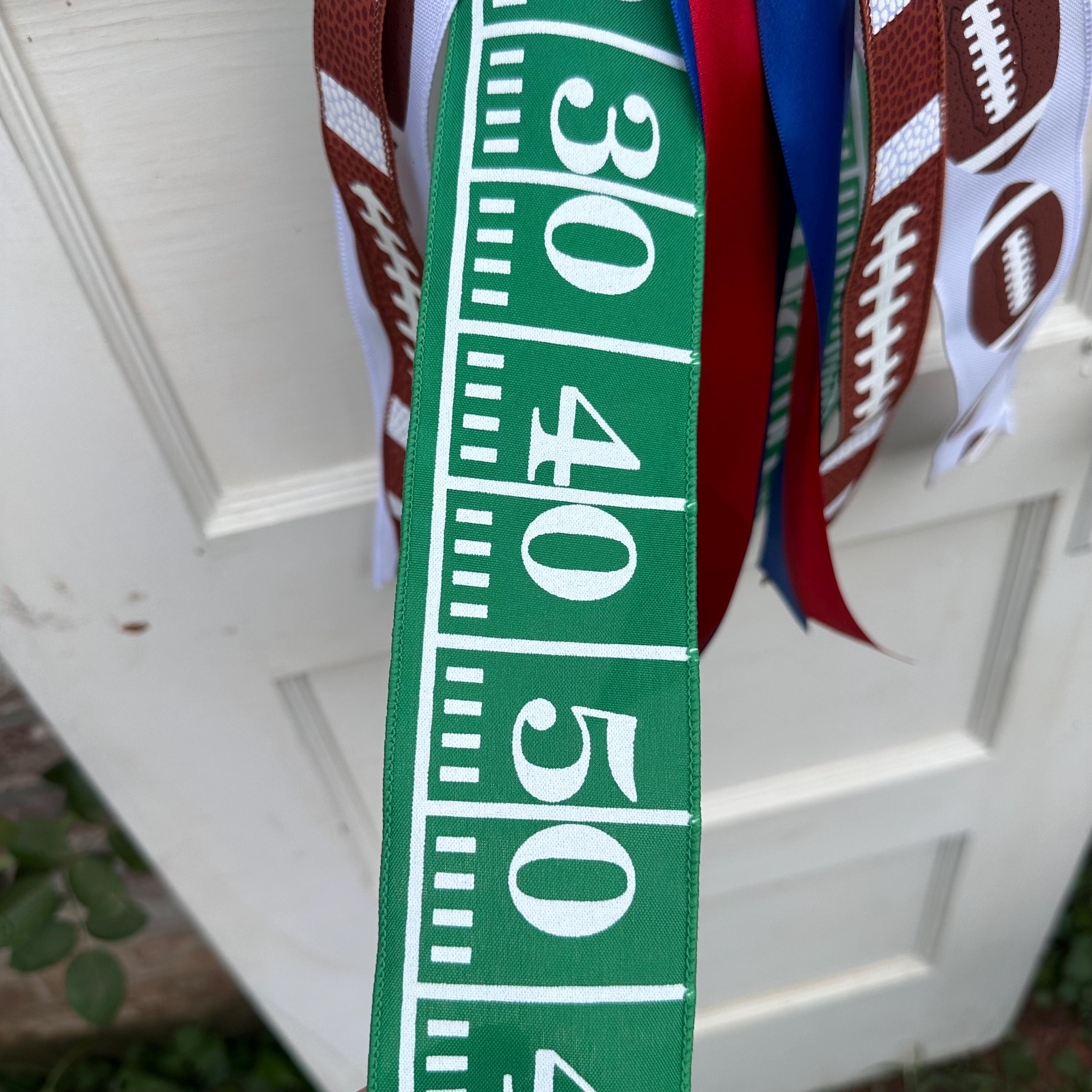 Custom Wreath Sash for Front Door Football Wreath Sash Football Door Hanger Game Day Decor Custom Team Colors Football Ribbon Sash