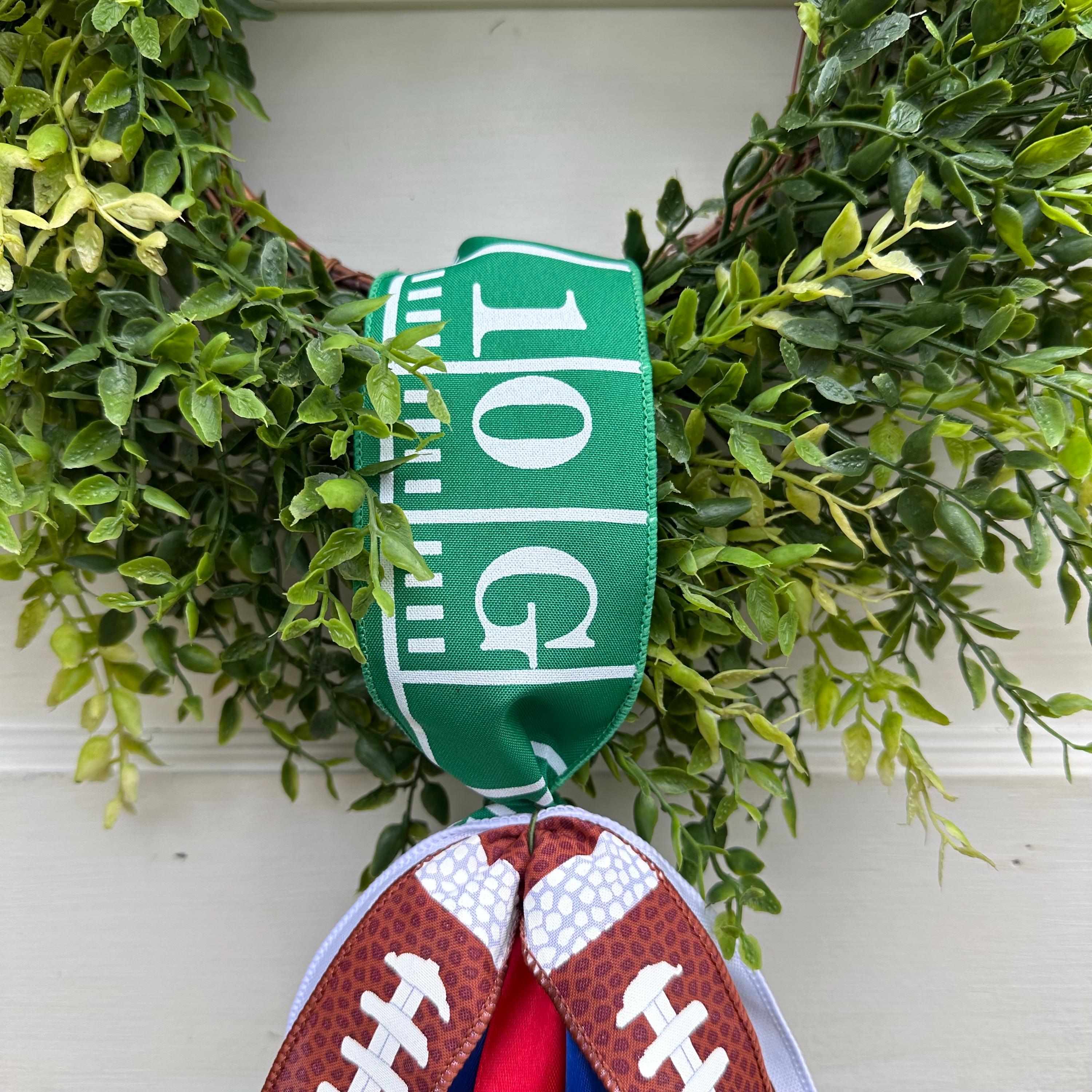 Custom Wreath Sash for Front Door Football Wreath Sash Football Door Hanger Game Day Decor Custom Team Colors Football Ribbon Sash