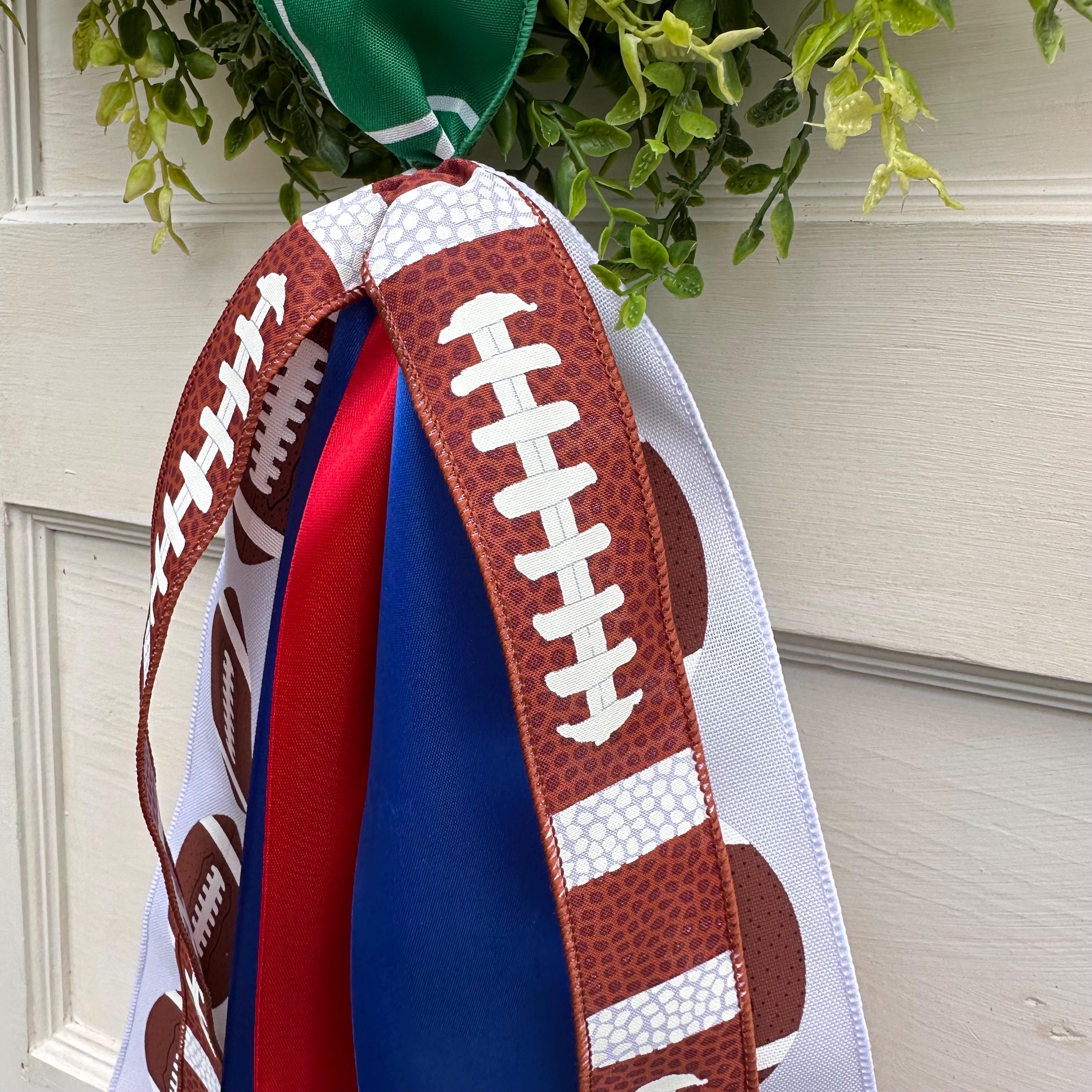 Custom Wreath Sash for Front Door Football Wreath Sash Football Door Hanger Game Day Decor Custom Team Colors Football Ribbon Sash