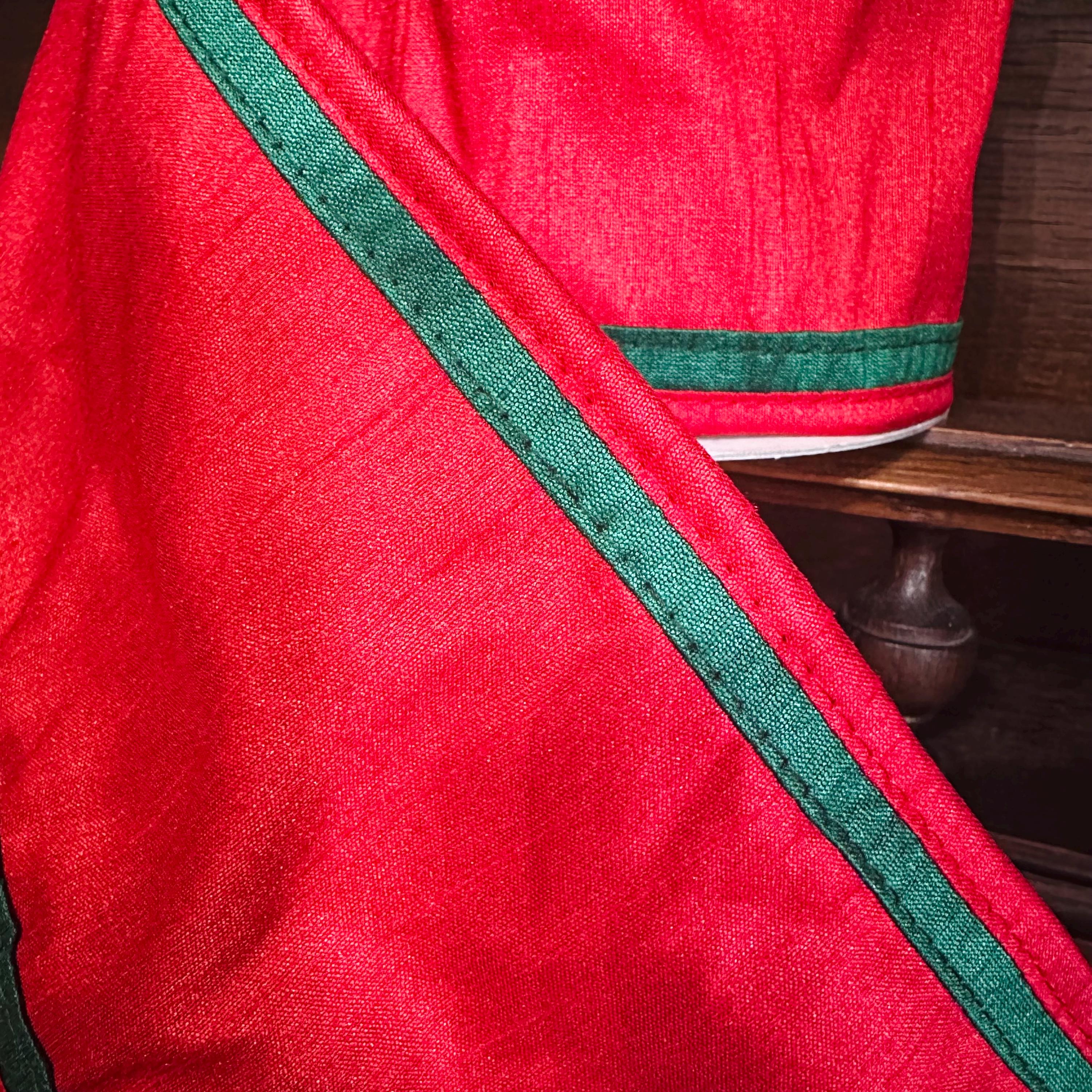 Red Christmas Ribbon, Double Sided Wired Ribbon with Green Edge, Holiday Ribbon for Wreaths, Bows & Gift Wrapping