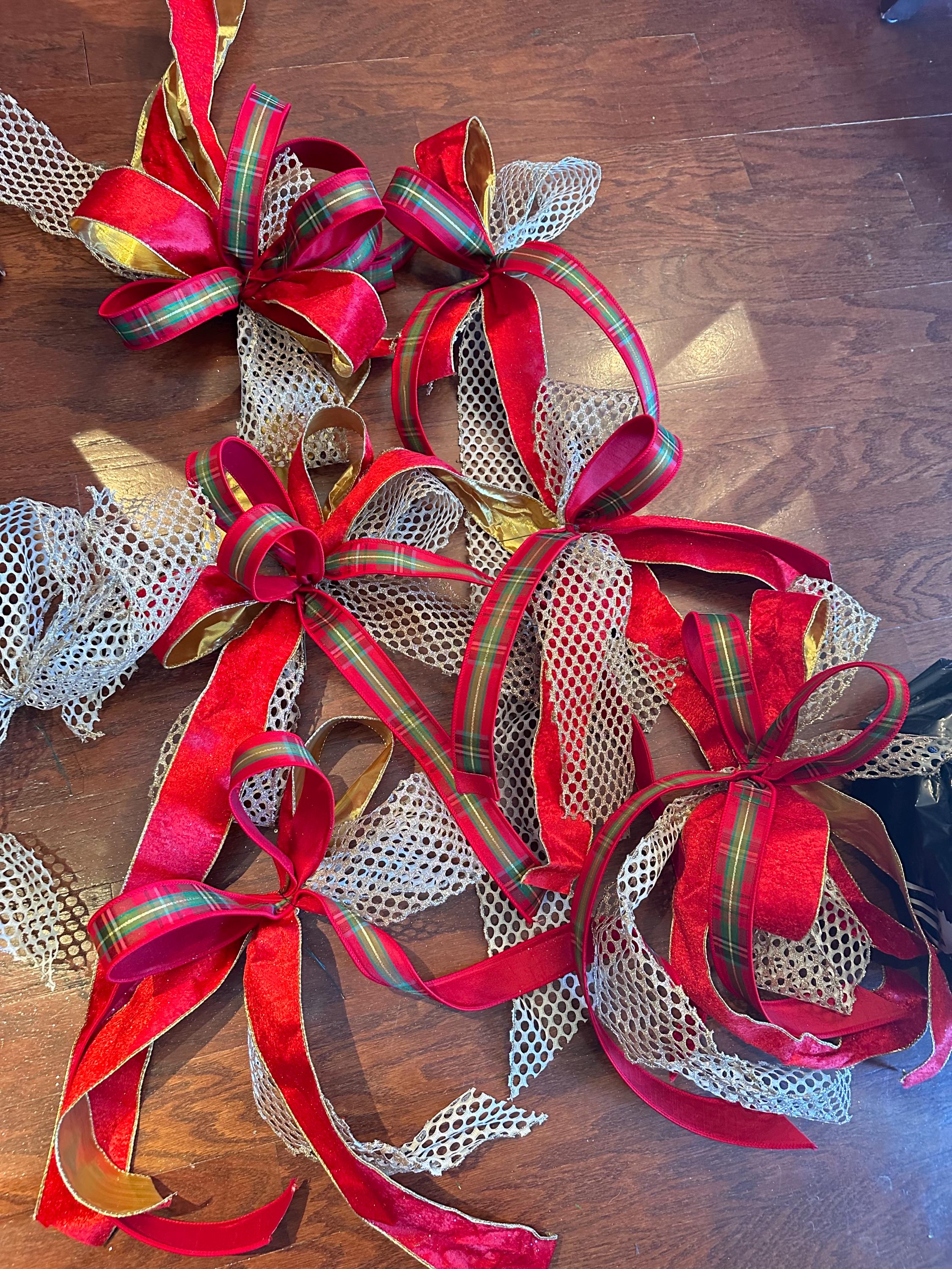 Christmas Plaid Ribbon Wreath Making Holiday Decoration Wire Edge Metallic Designer Ribbon Traditional Plaid Tartan Red D Stevens Ribbon