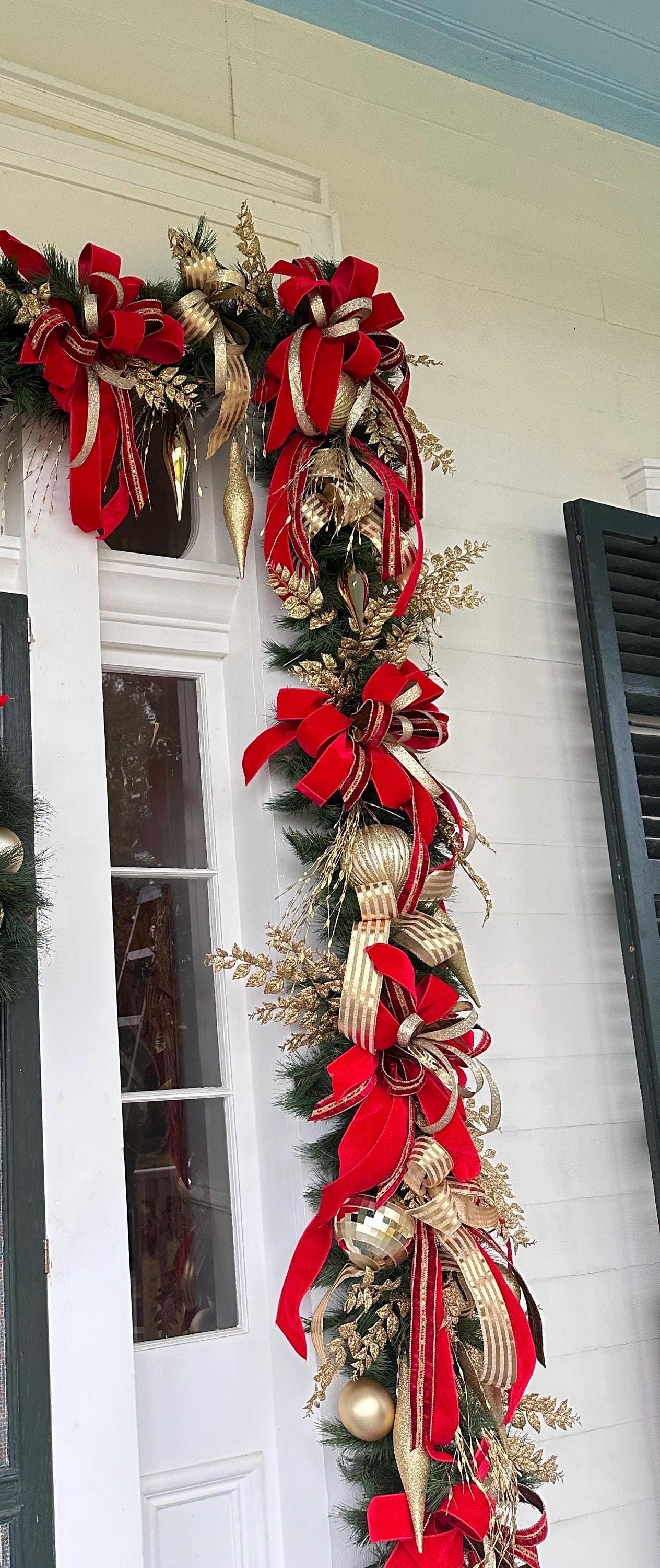 Gold Christmas Ribbon Wired Ribbon Christmas Tree Ribbon Wreath Ribbon Metallic Stripe Bow Making