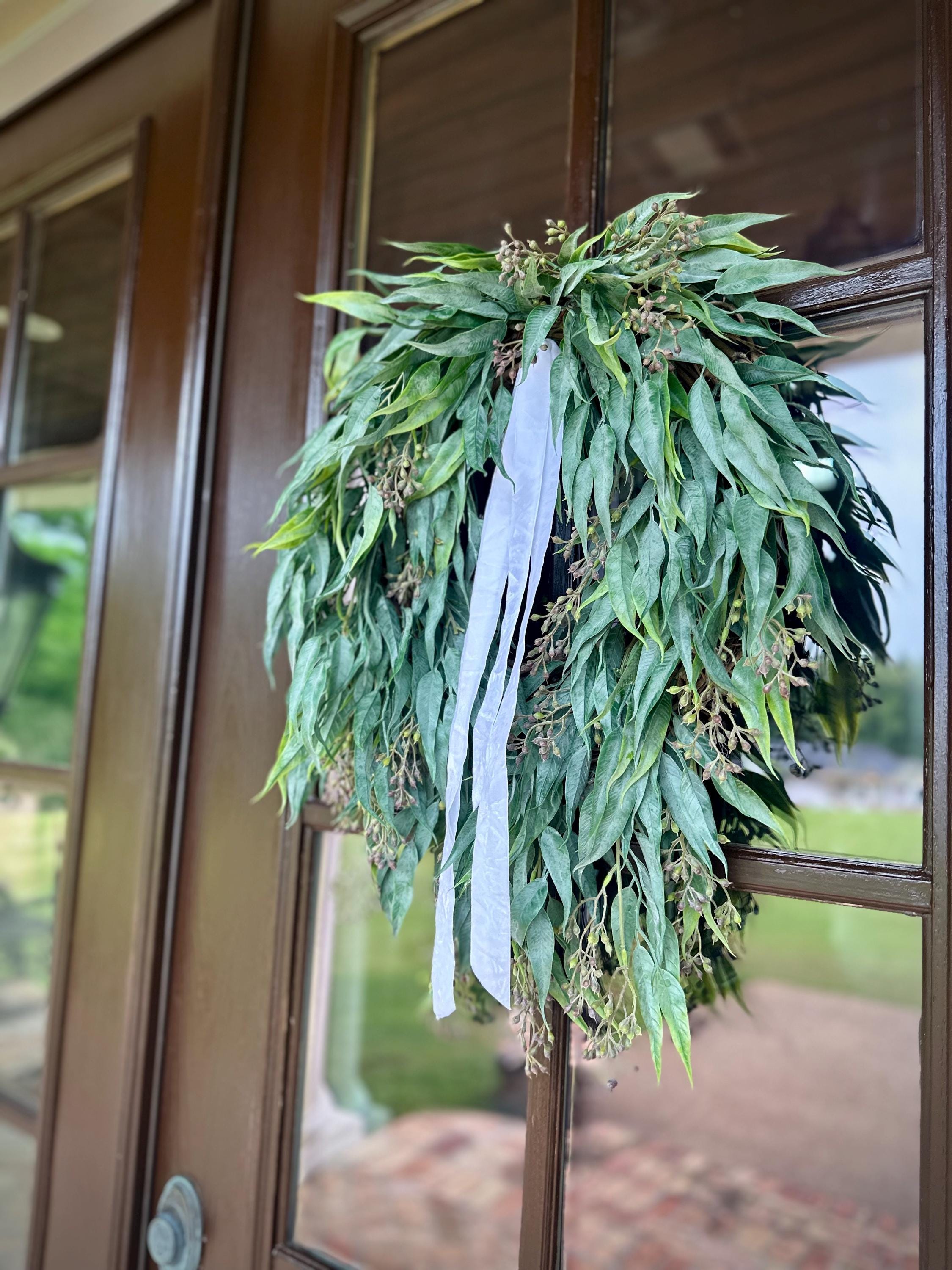 Eucalyptus Wreath for Front Door Year Round Farmhouse Greenery Wreath Neutral Everyday Outdoor Home Decor