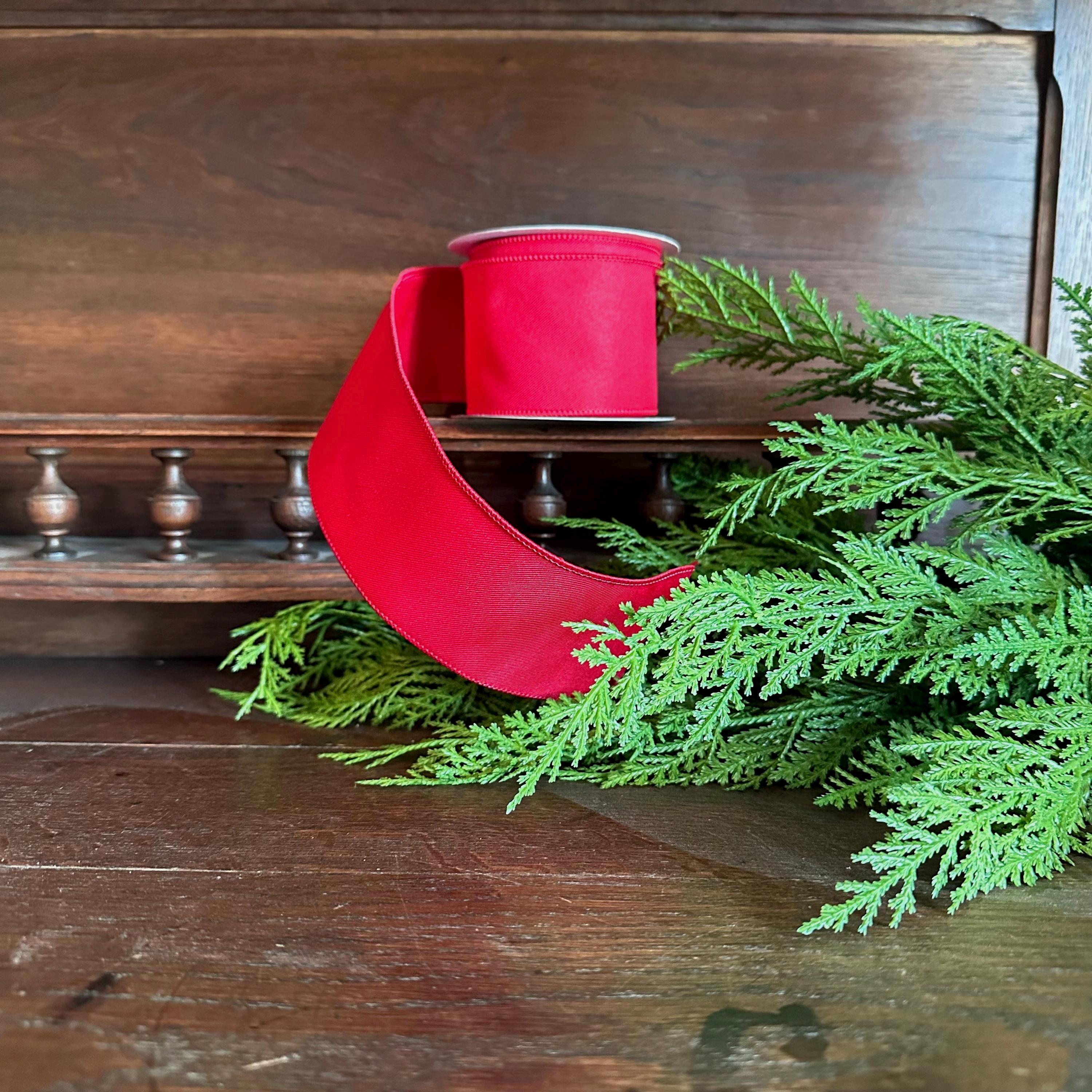 Solid Red Wired Ribbon- Available in 7/8", 1.5", 2.5" x 10yds